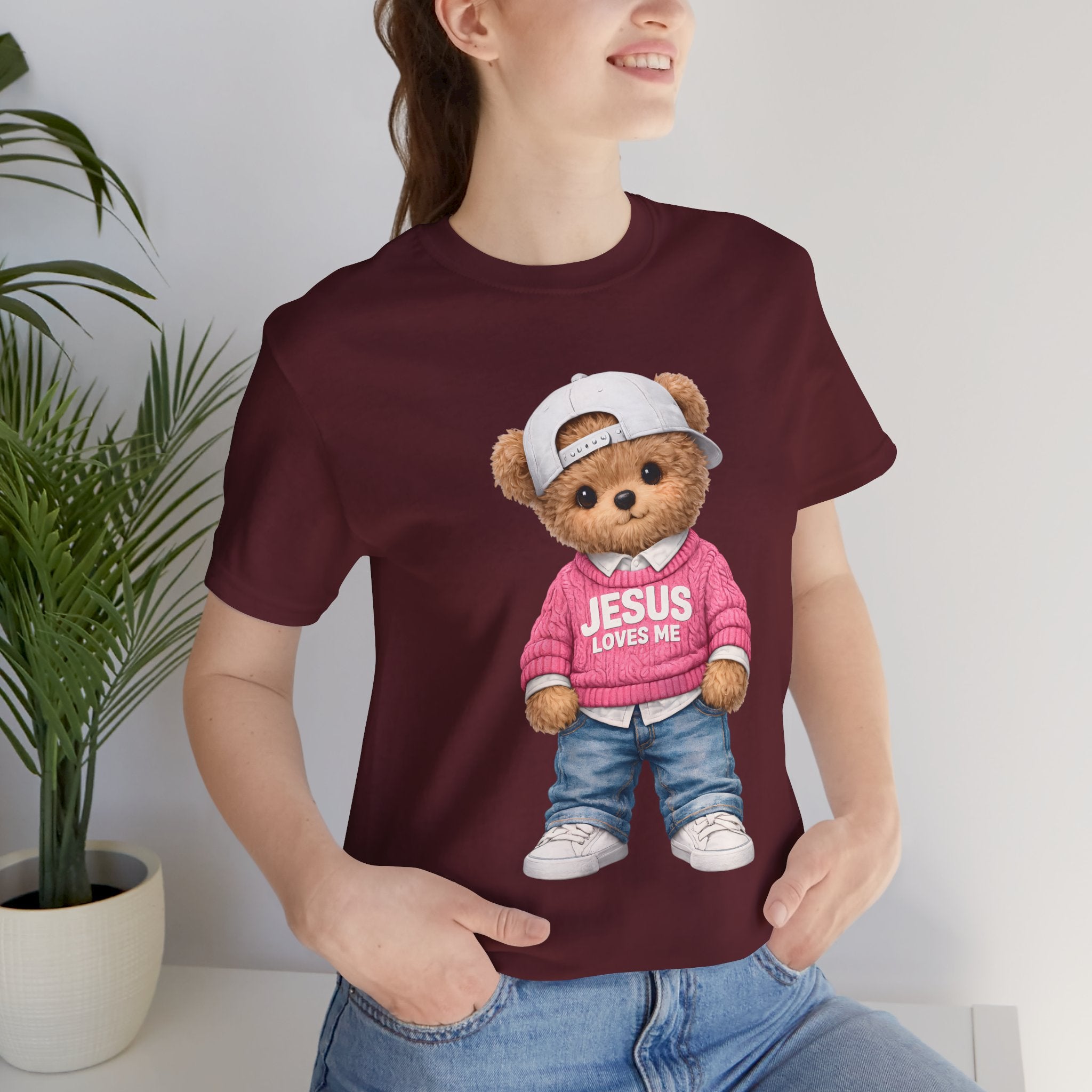 Jesus Loves Me Teddy Bear T-Shirt — Cute Christian Kids Graphic Tee