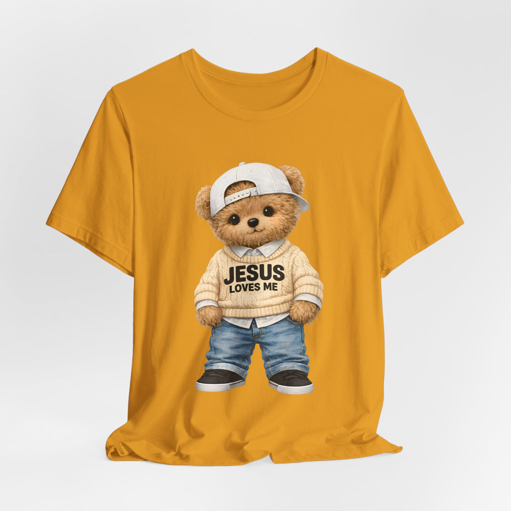 T-Shirt — Cute Teddy 'Jesus Loves Me' Graphic Tee