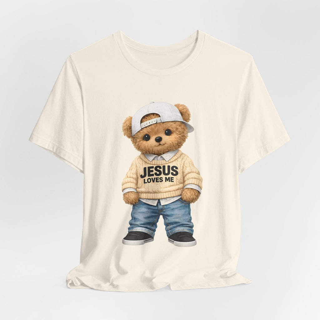 T-Shirt — Cute Teddy 'Jesus Loves Me' Graphic Tee