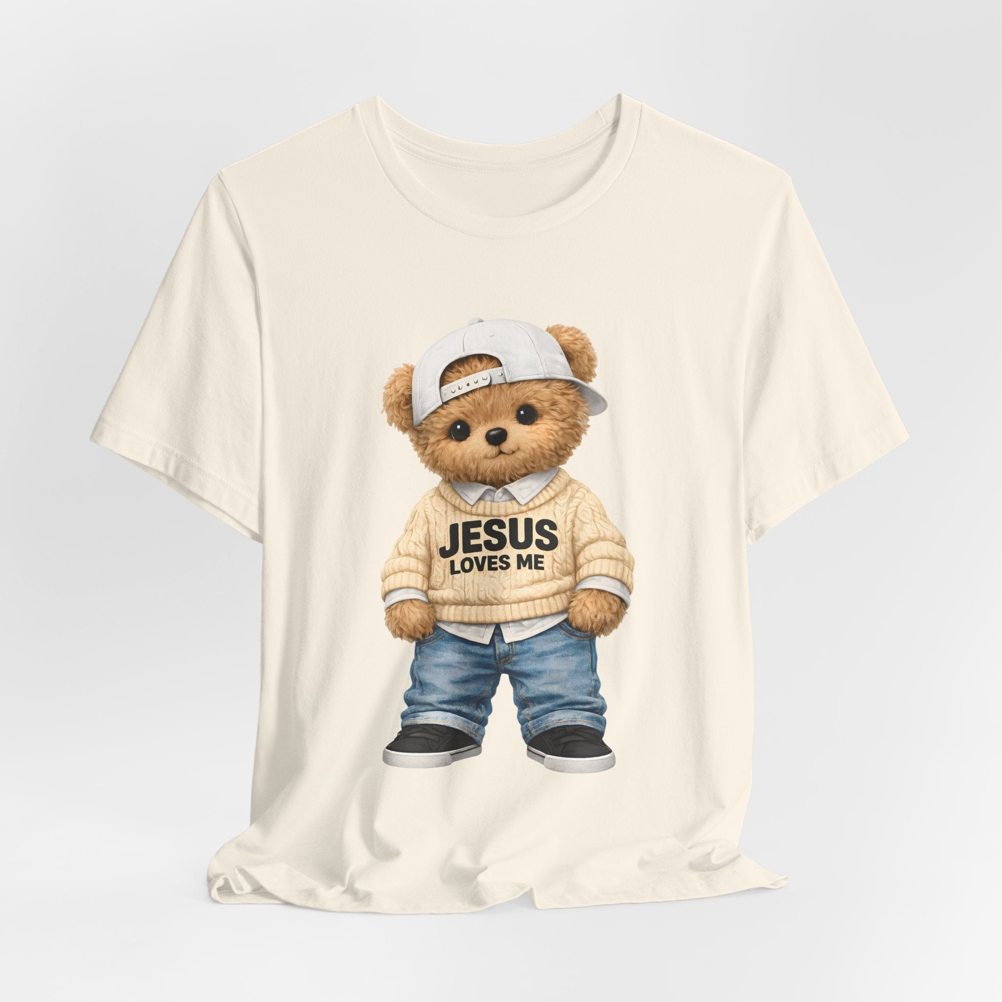 T-Shirt — Cute Teddy 'Jesus Loves Me' Graphic Tee