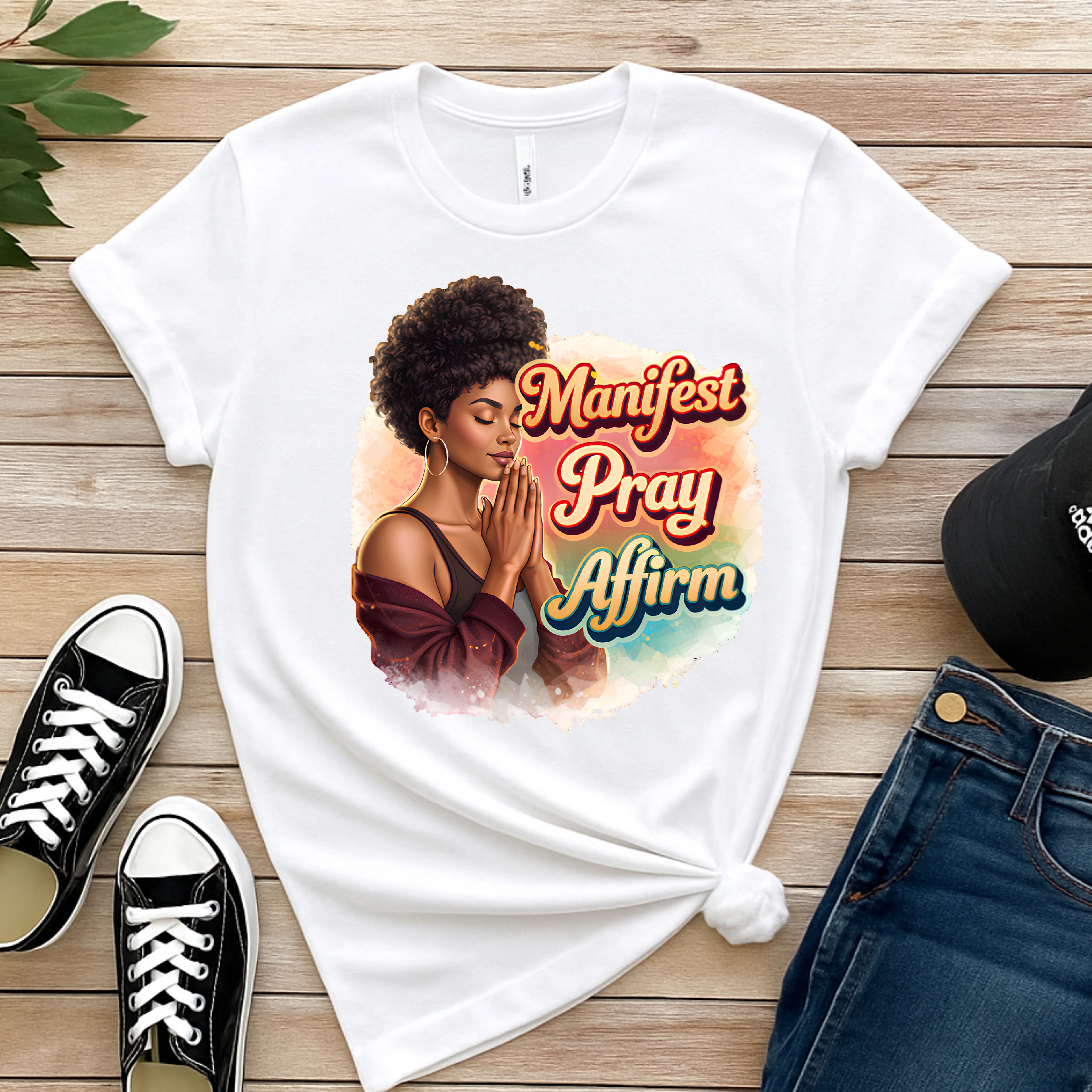 Manifest Pray Affirm T‑Shirt — Inspirational Faith & Manifestation Graphic Tee