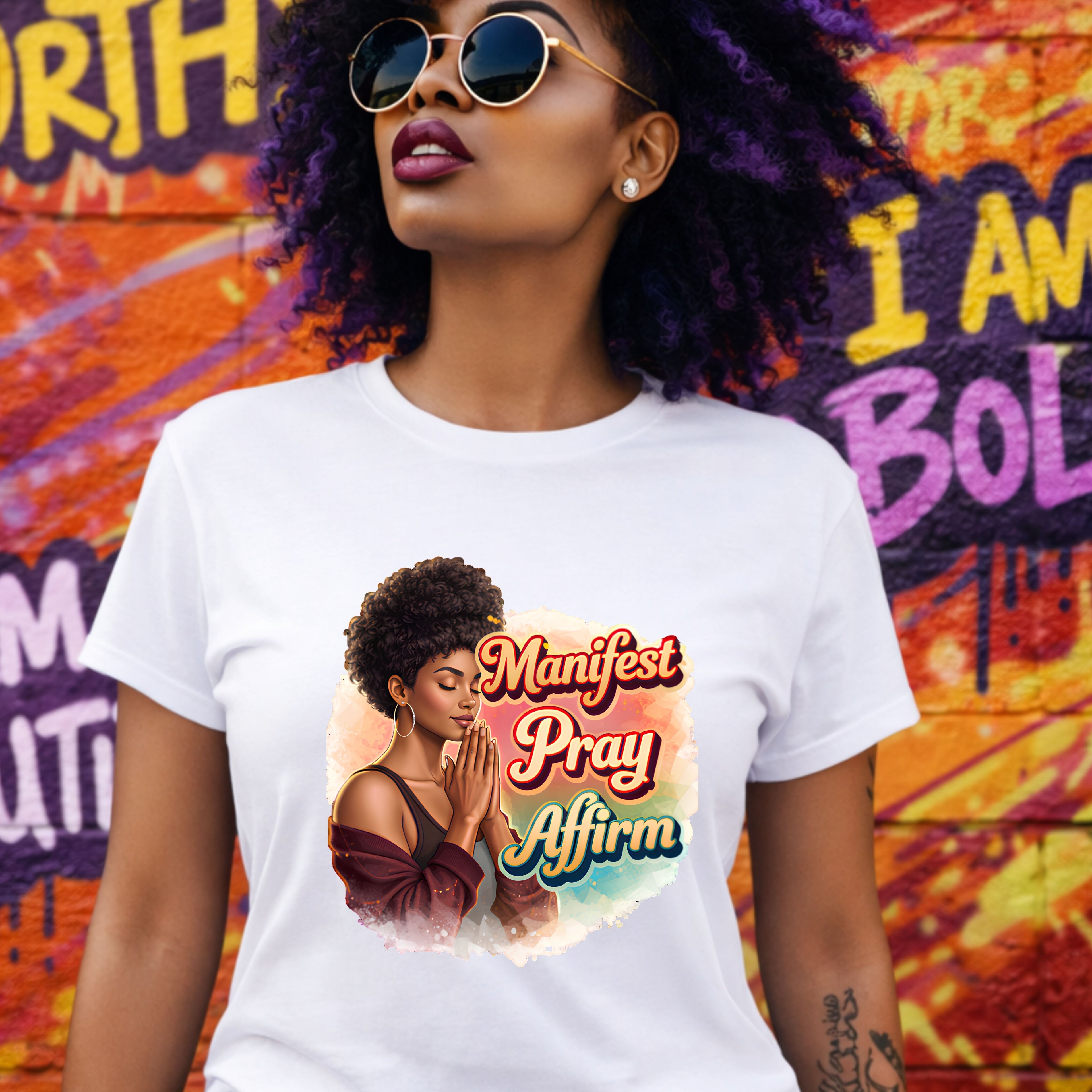 Manifest Pray Affirm T‑Shirt — Inspirational Faith & Manifestation Graphic Tee