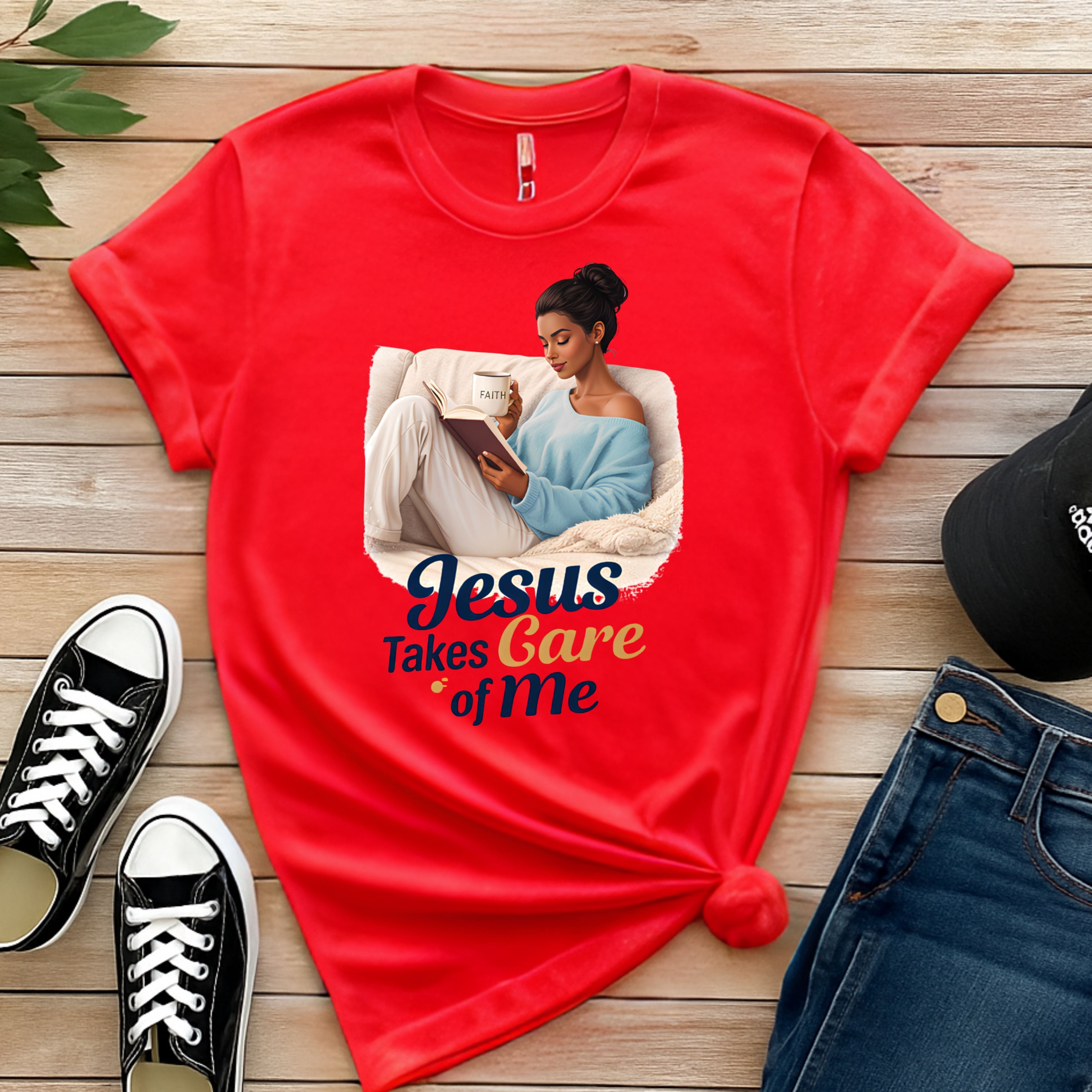 Jesus Takes Care Of Me V Neck Christian T Shirt