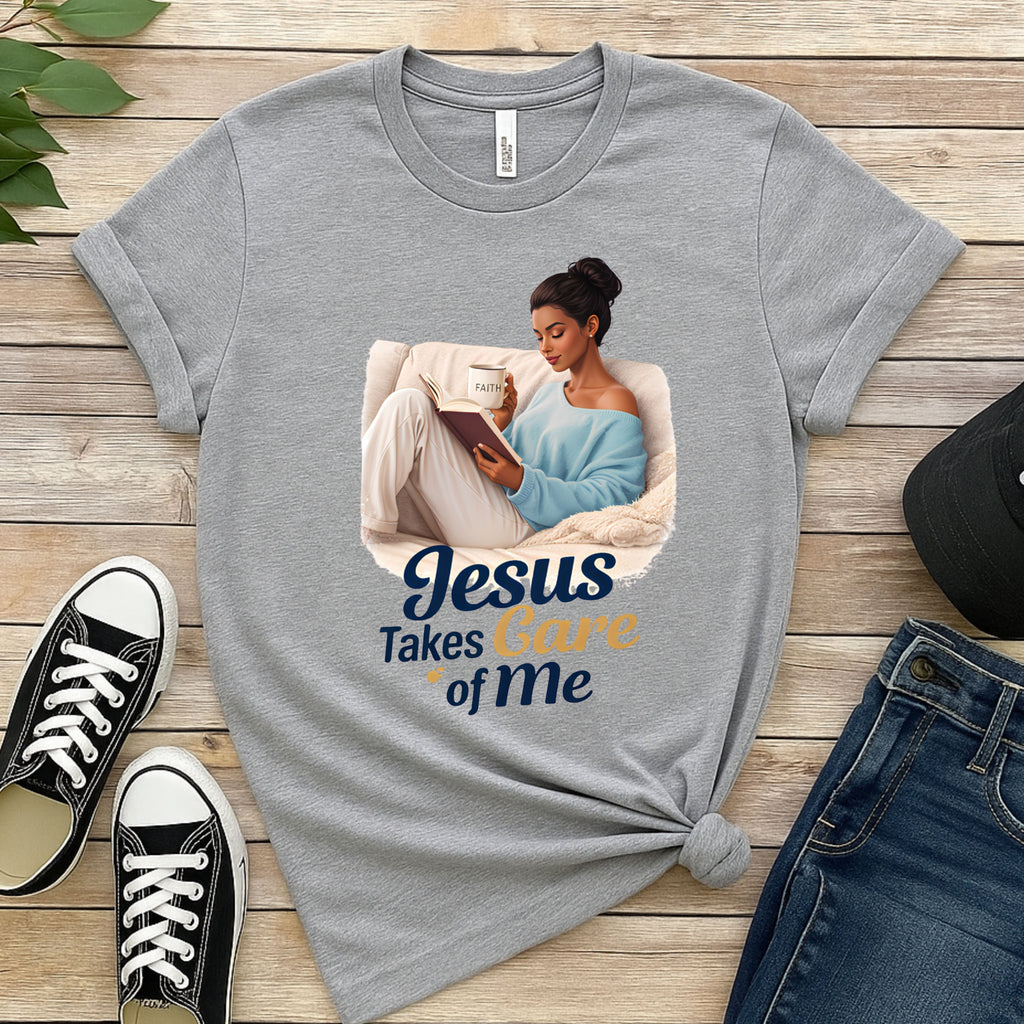 Jesus Takes Care Of Me V Neck Christian T Shirt