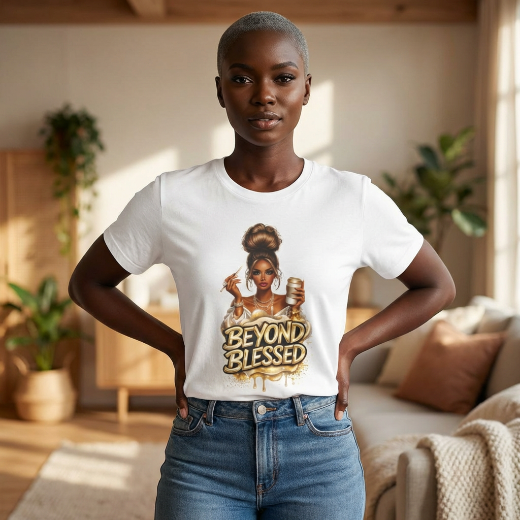 T-Shirt — "Beyond Blessed" Afro Chic Graphic Tee