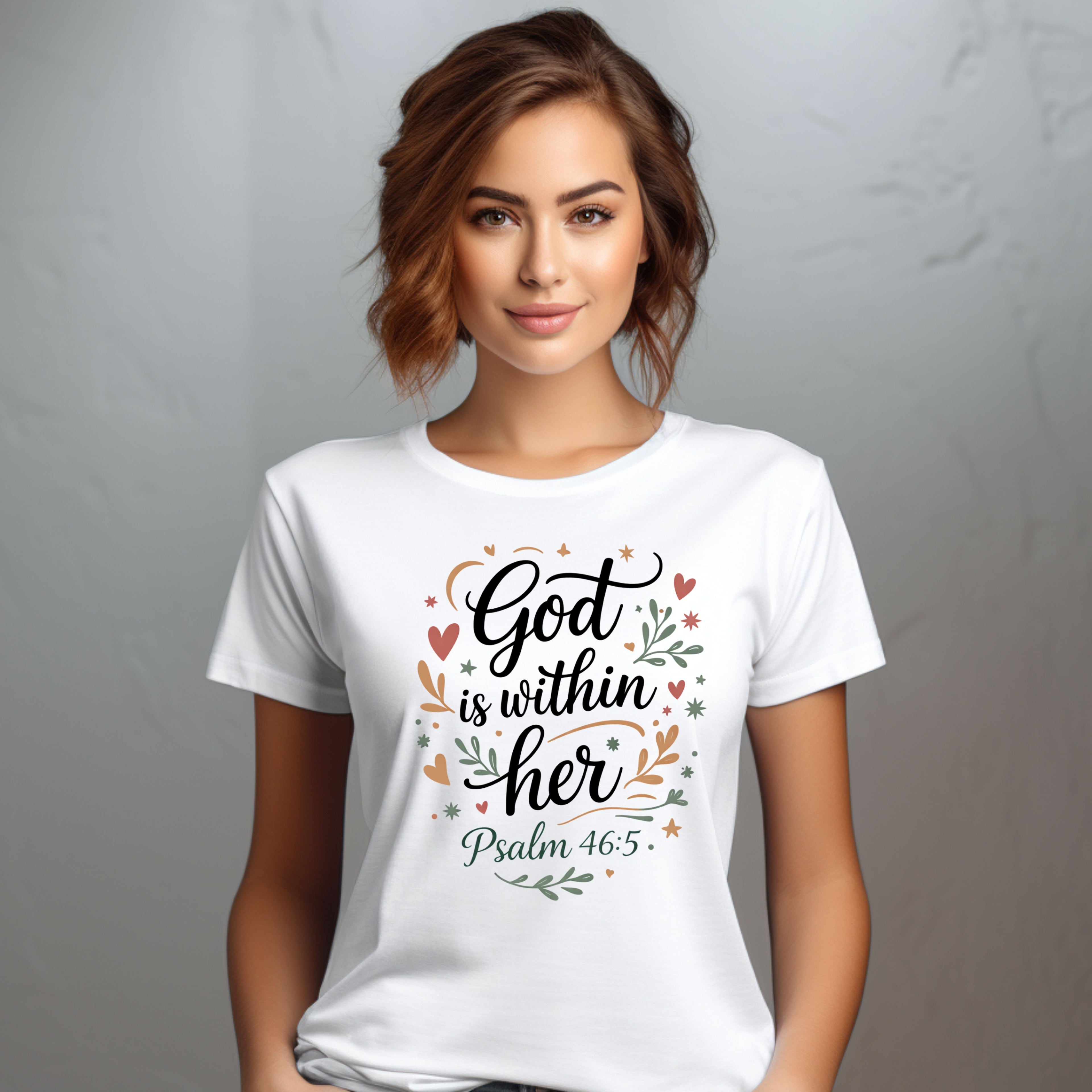 God Is Within Her Psalm 46:5 Floral T-Shirt