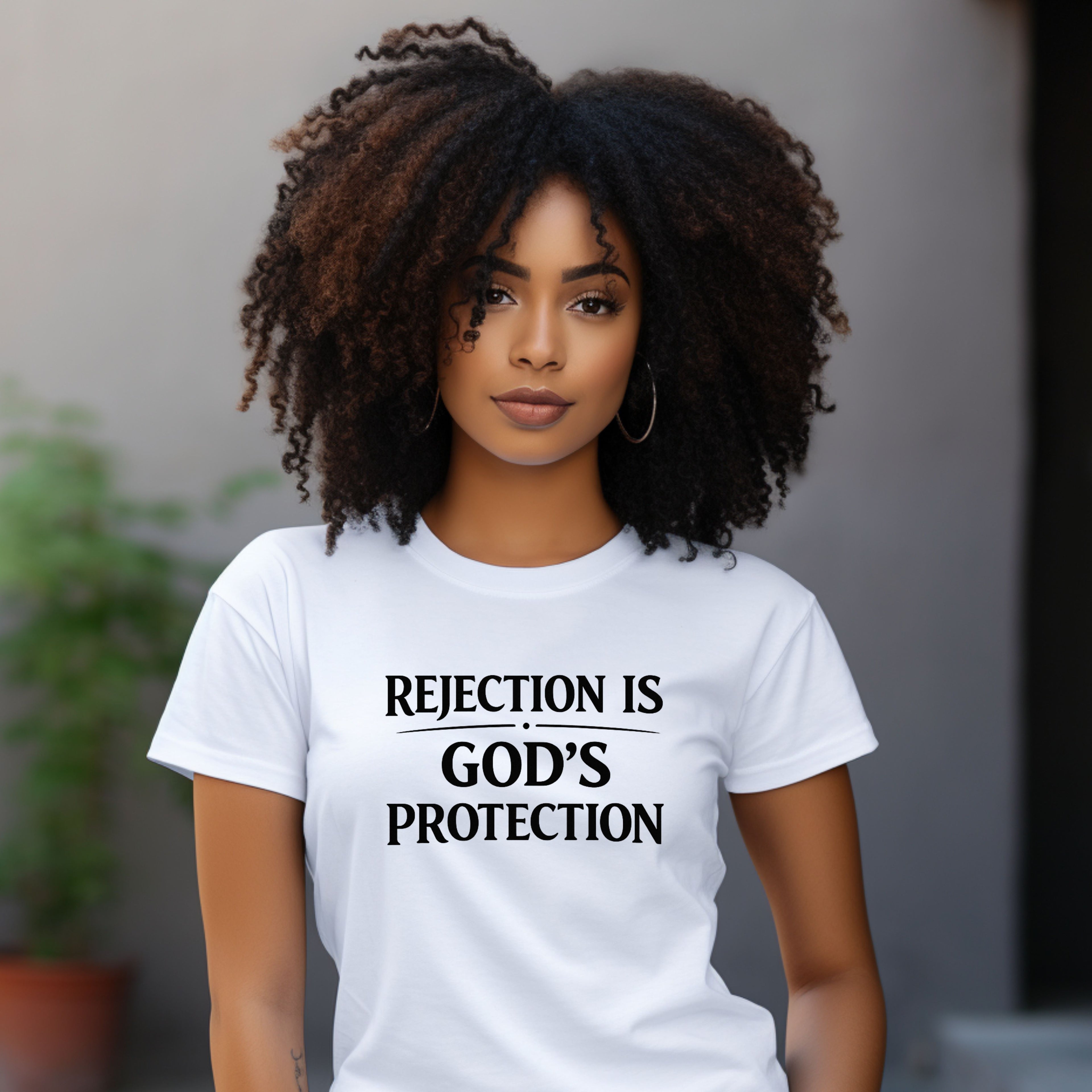 Christian Message T-Shirt — "Rejection Is God's Protection"