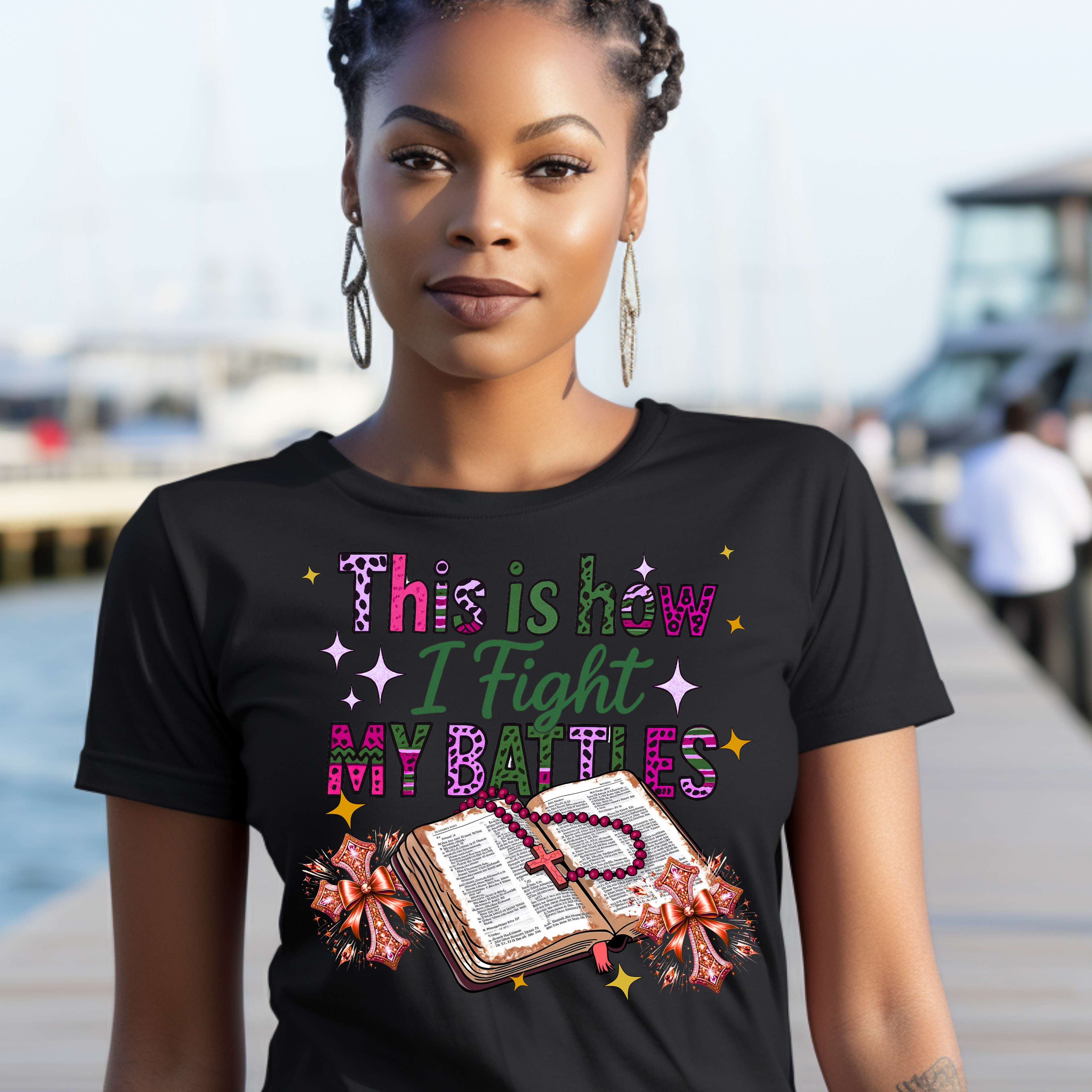 Inspirational T-Shirt — "This Is How I Fight My Battles" Bible Prayer Graphic