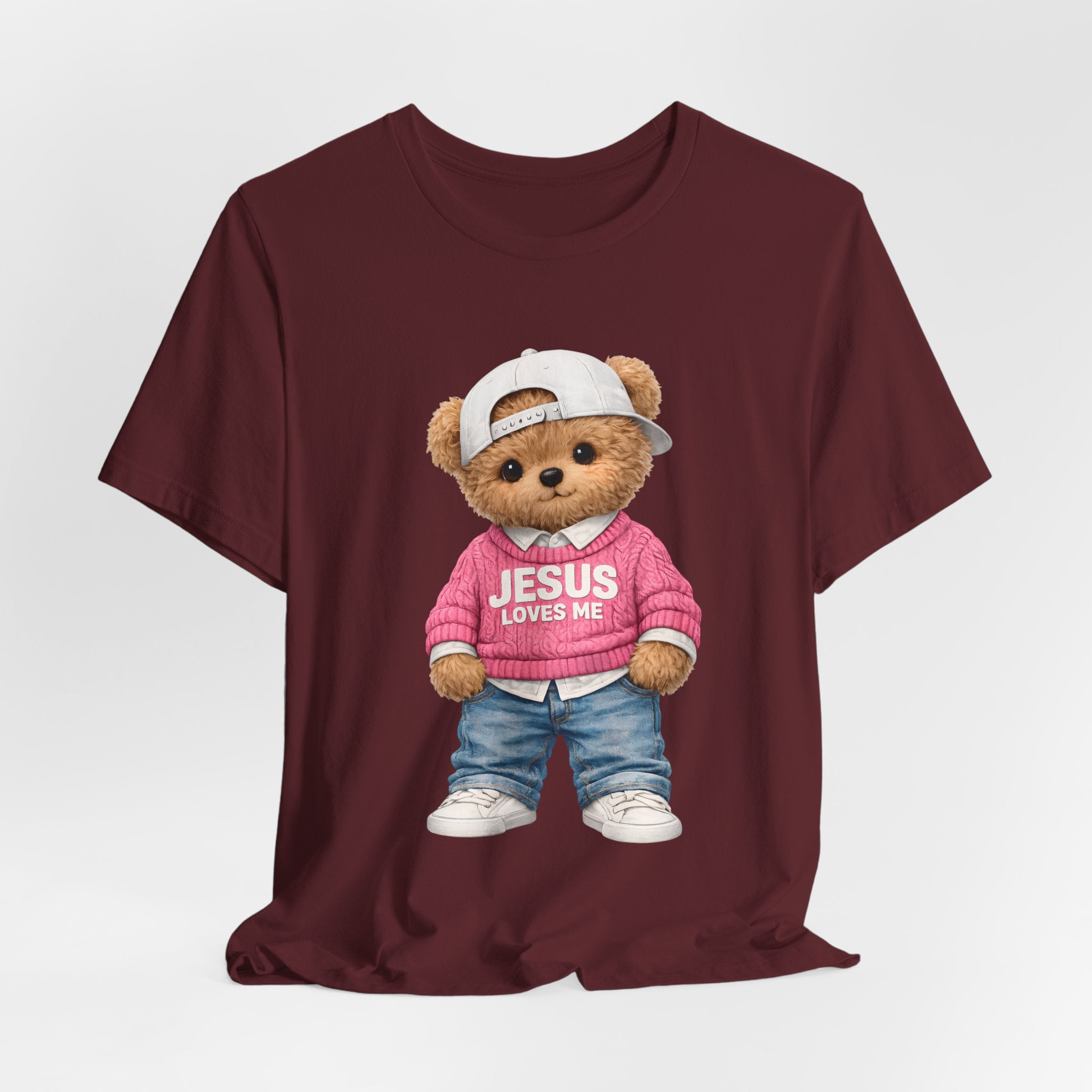 Jesus Loves Me Teddy Bear T-Shirt — Cute Christian Kids Graphic Tee
