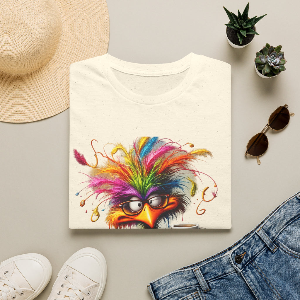 Colorful Grumpy Bird T-Shirt — Cute Moody Cartoon Tee with 'I'm Fine' Mug