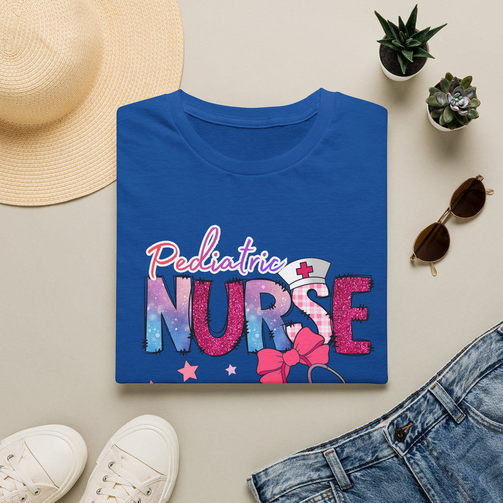 Pediatric Nurse T-Shirt — Cute Pastel Stethoscope & Bow Design