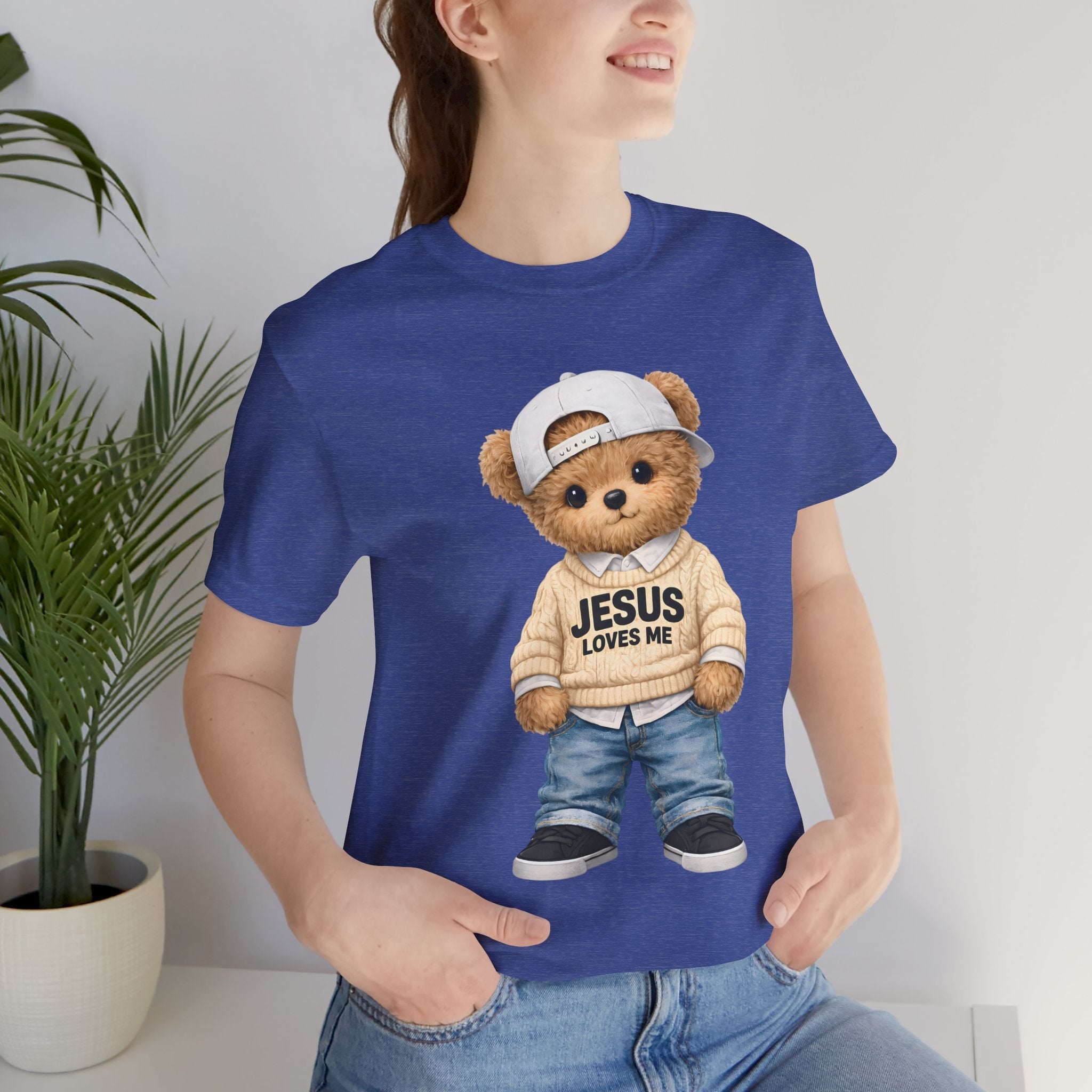 T-Shirt — Cute Teddy 'Jesus Loves Me' Graphic Tee