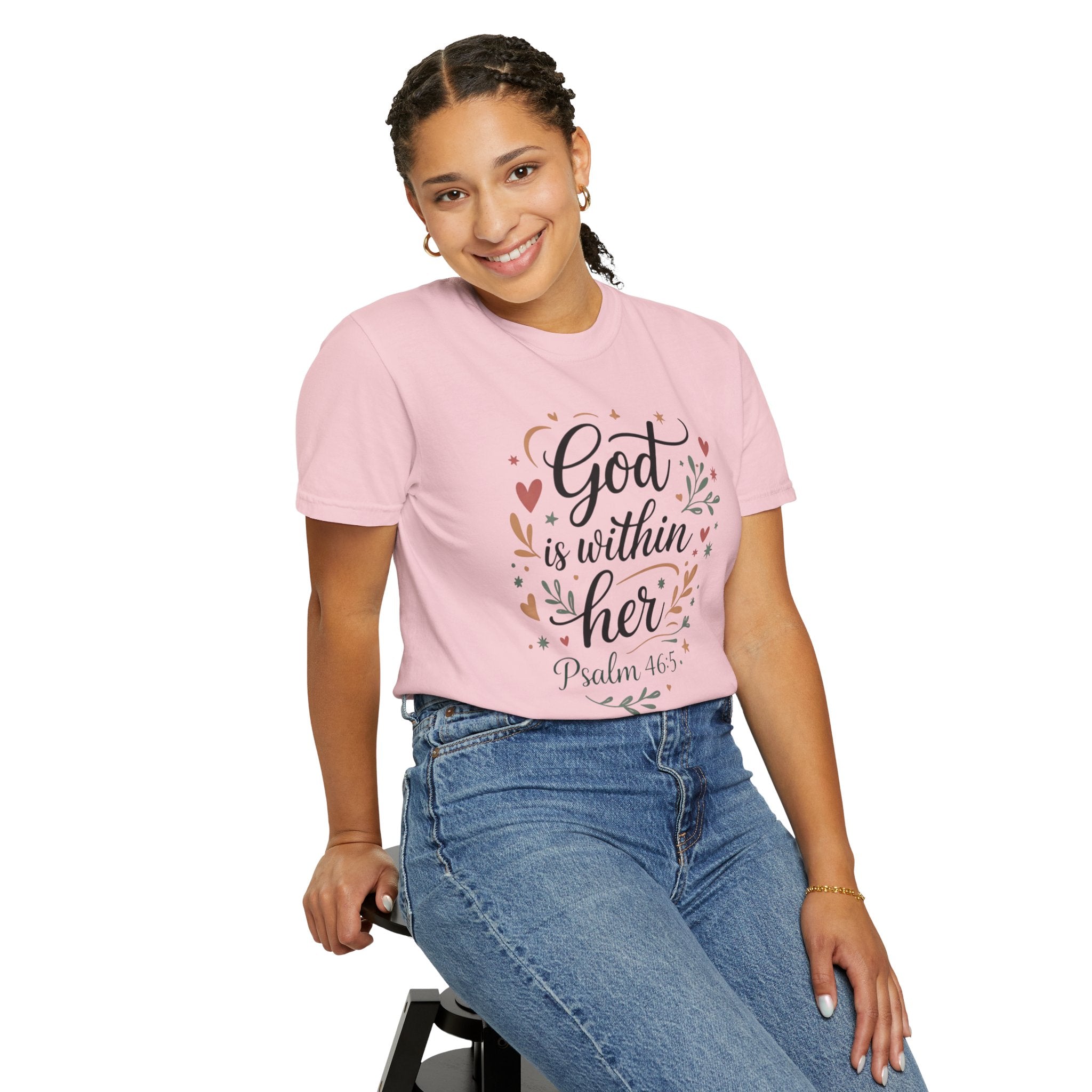God Is Within Her Psalm 46:5 Floral T-Shirt