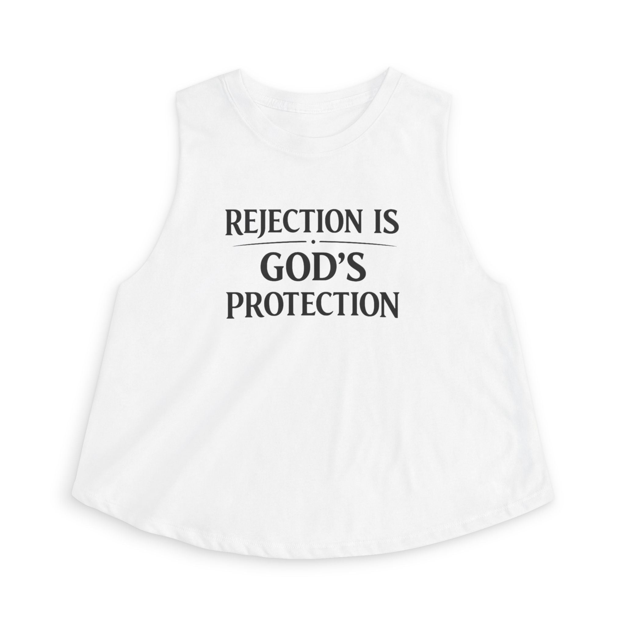 Christian Crop Top "Rejection Is God's Protection" – Inspirational Faith Apparel