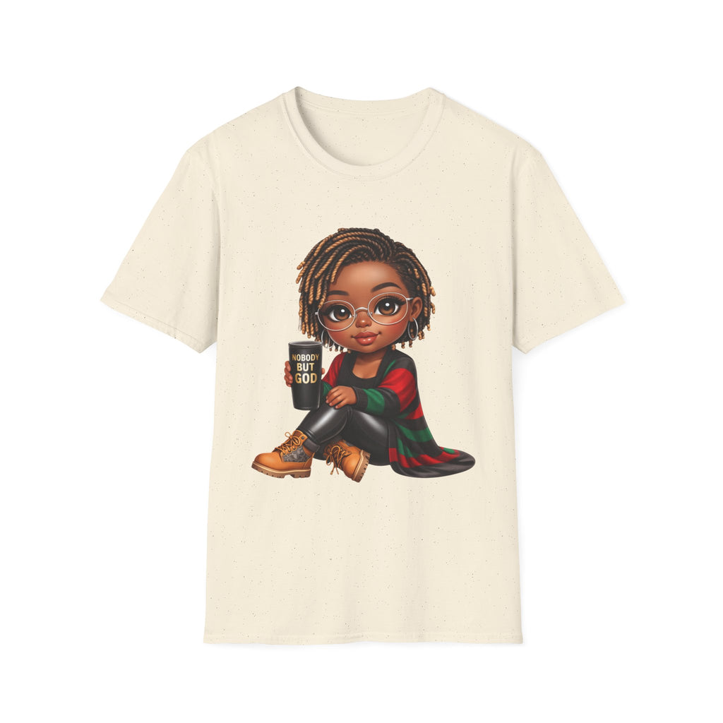 Faith Christian T-Shirt Nobody But God Afro Girl Graphic Tee Inspirational Streetwear