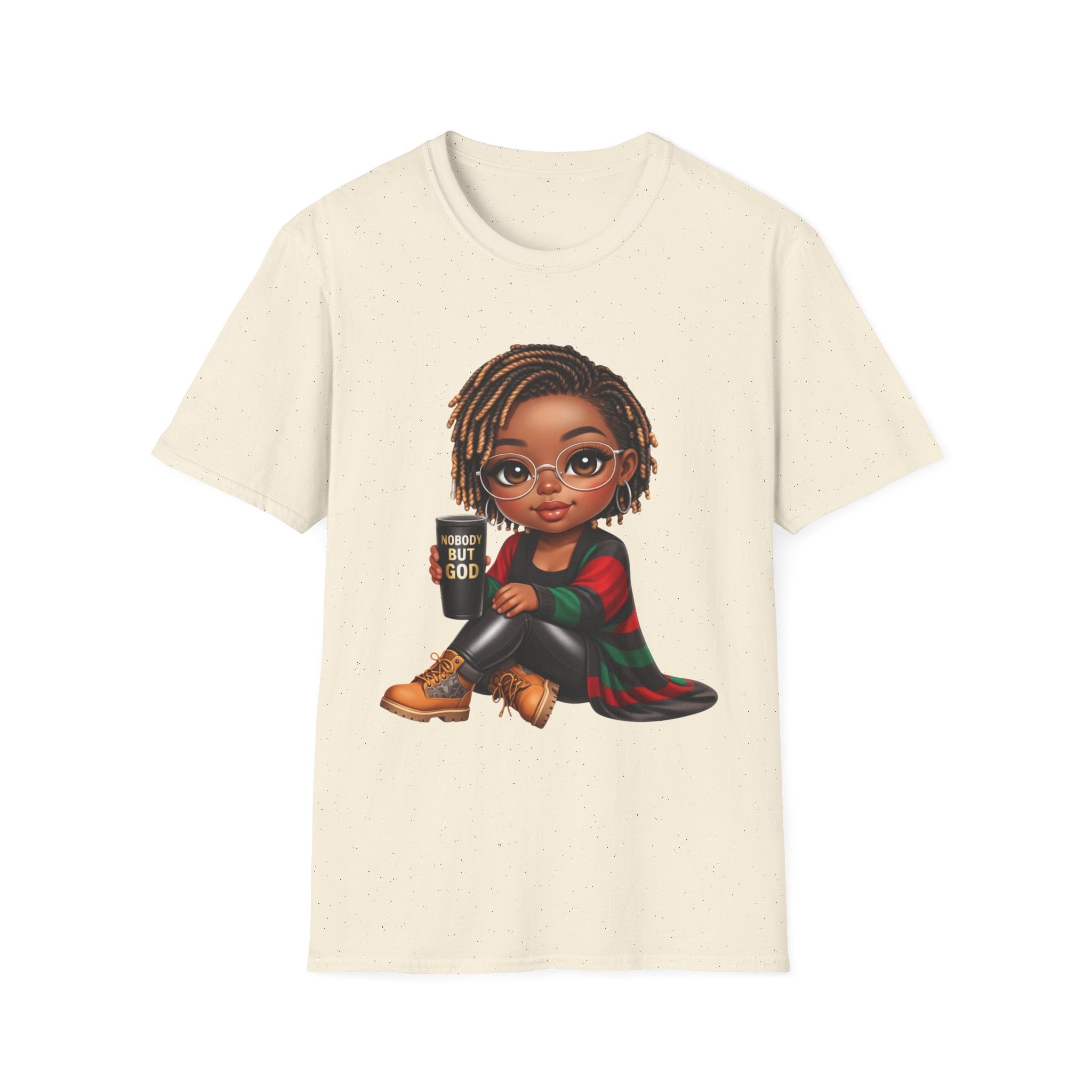 Faith Christian T-Shirt Nobody But God Afro Girl Graphic Tee Inspirational Streetwear
