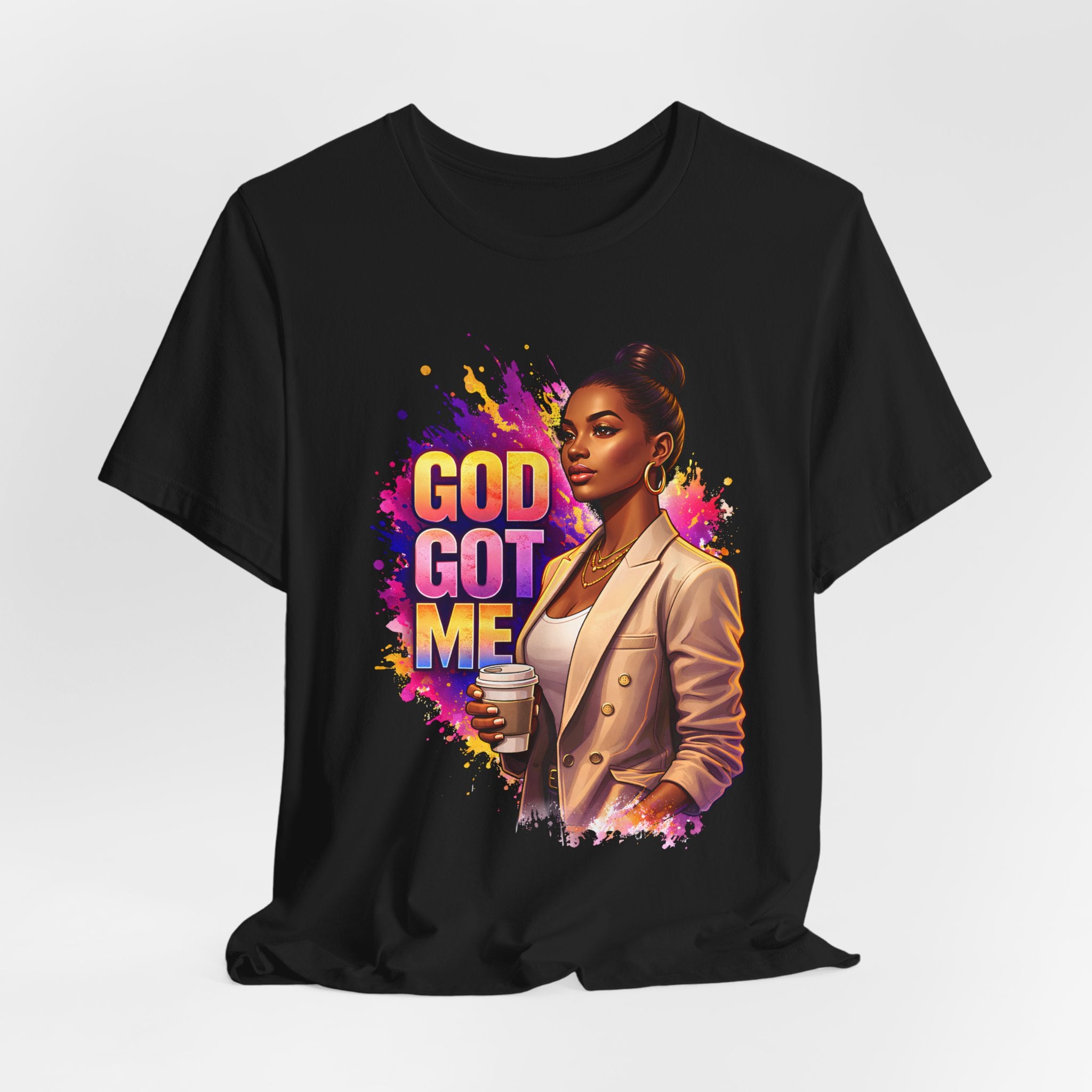 God Got Me T-Shirt — Inspirational Faith Tee with Stylish Woman Graphic