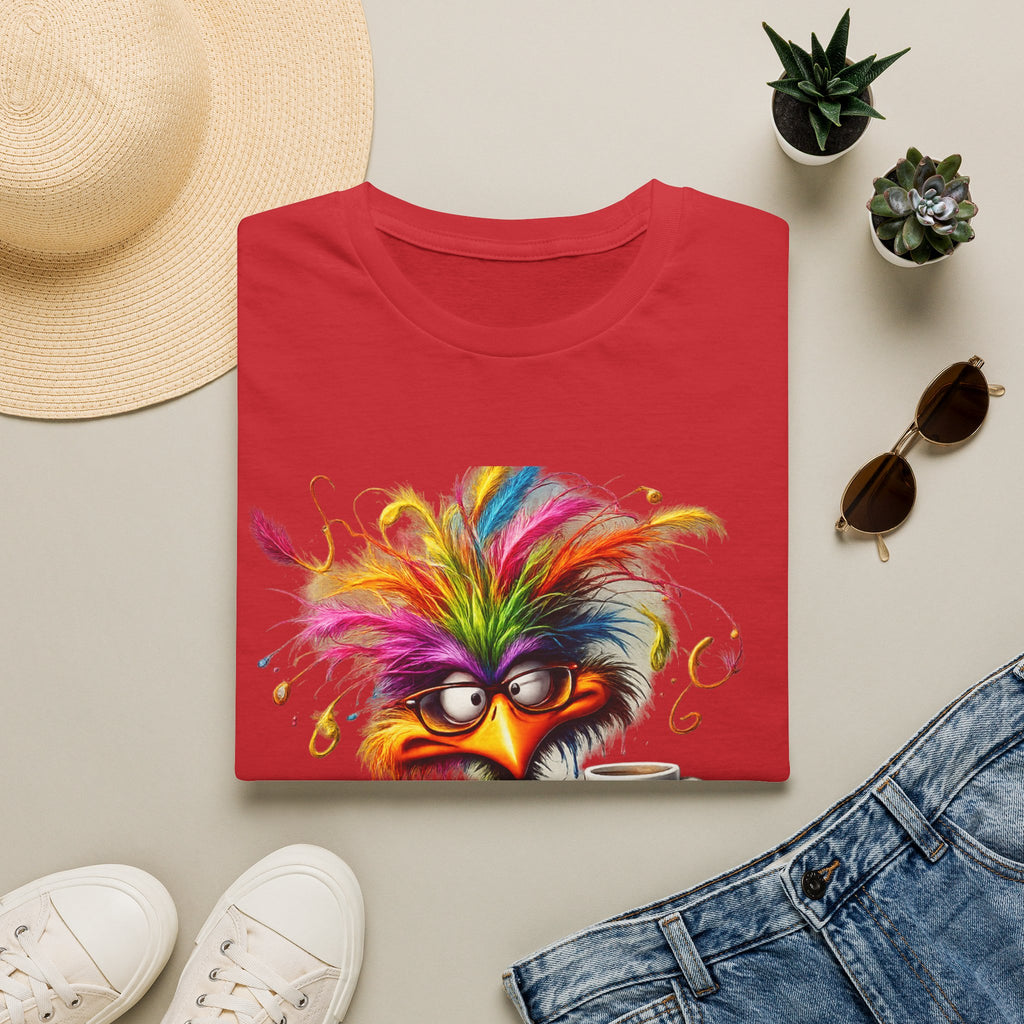 Colorful Grumpy Bird T-Shirt — Cute Moody Cartoon Tee with 'I'm Fine' Mug