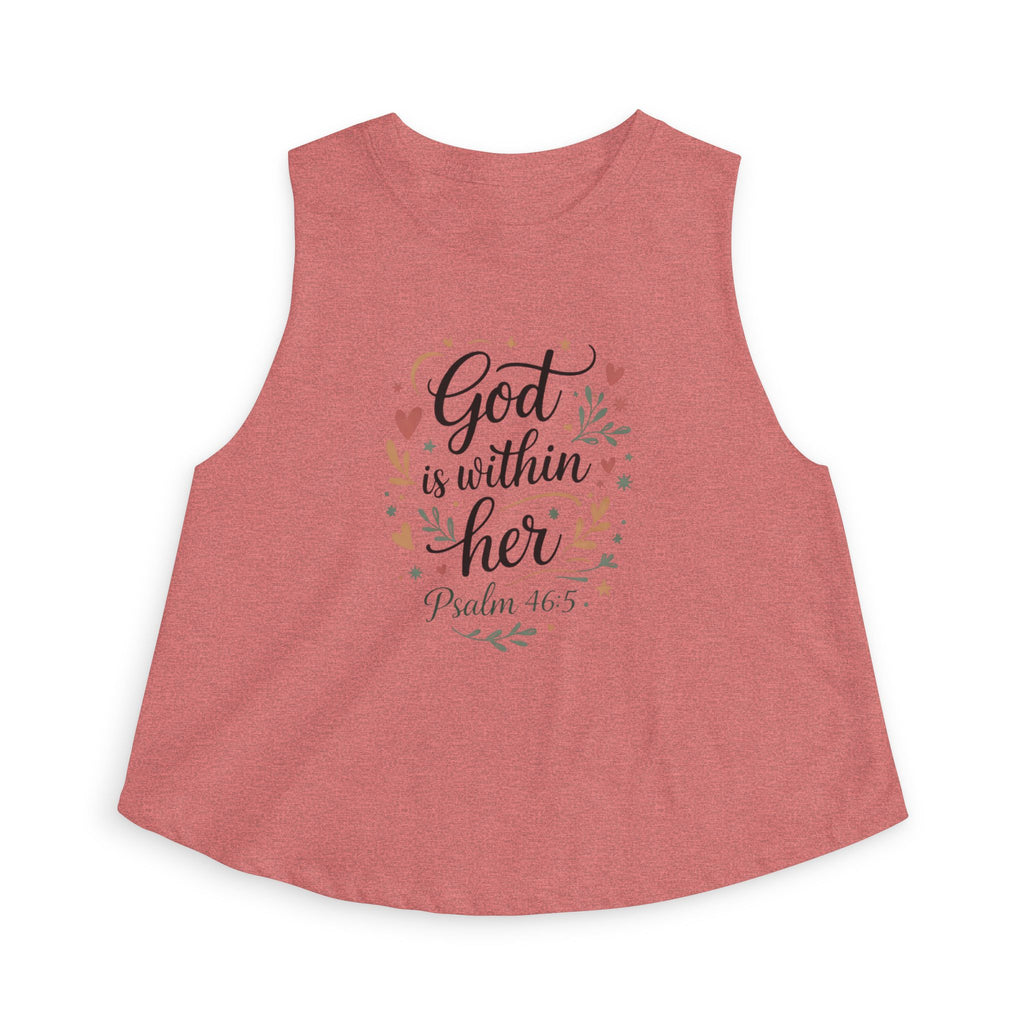 Crop Top — "God Is Within Her" Psalm 46:5 Floral Faith Tank