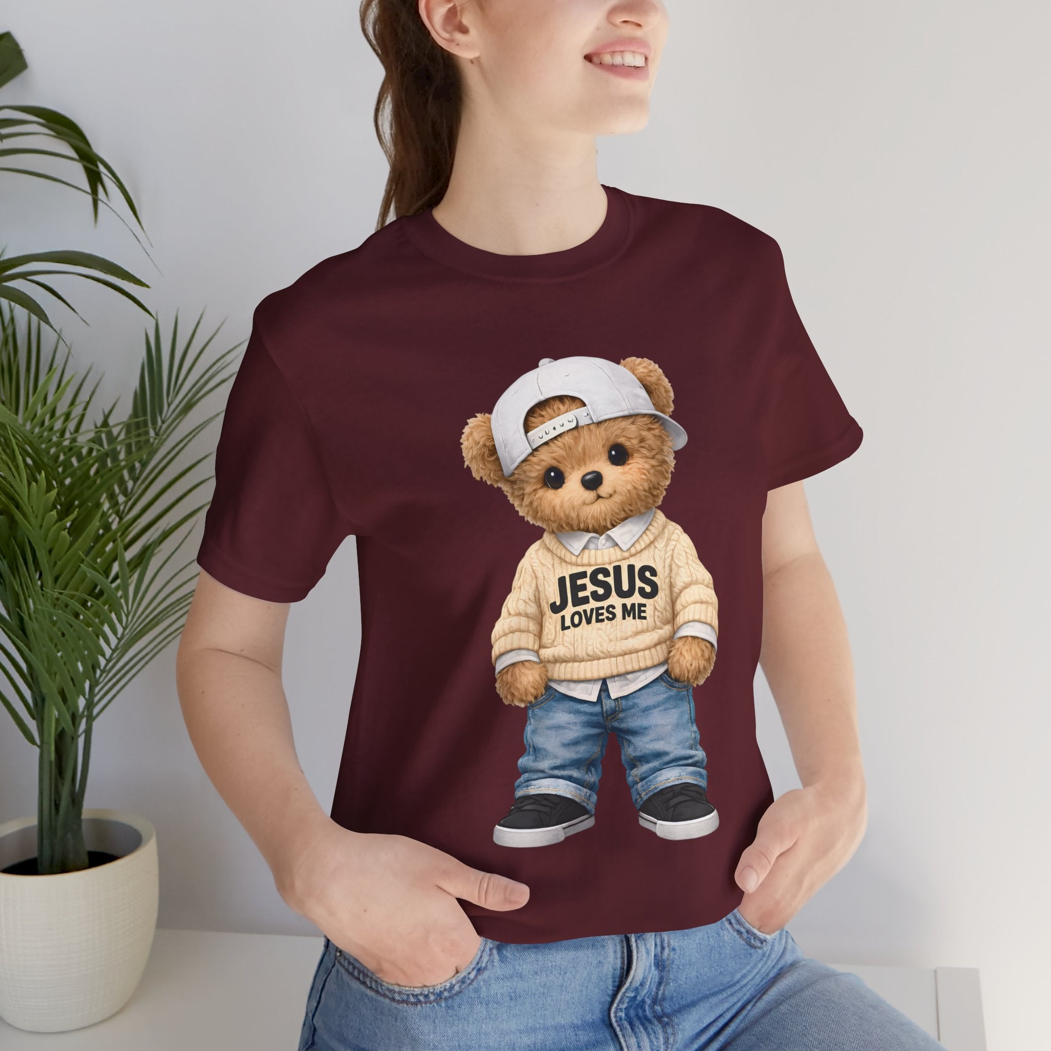 T-Shirt — Cute Teddy 'Jesus Loves Me' Graphic Tee