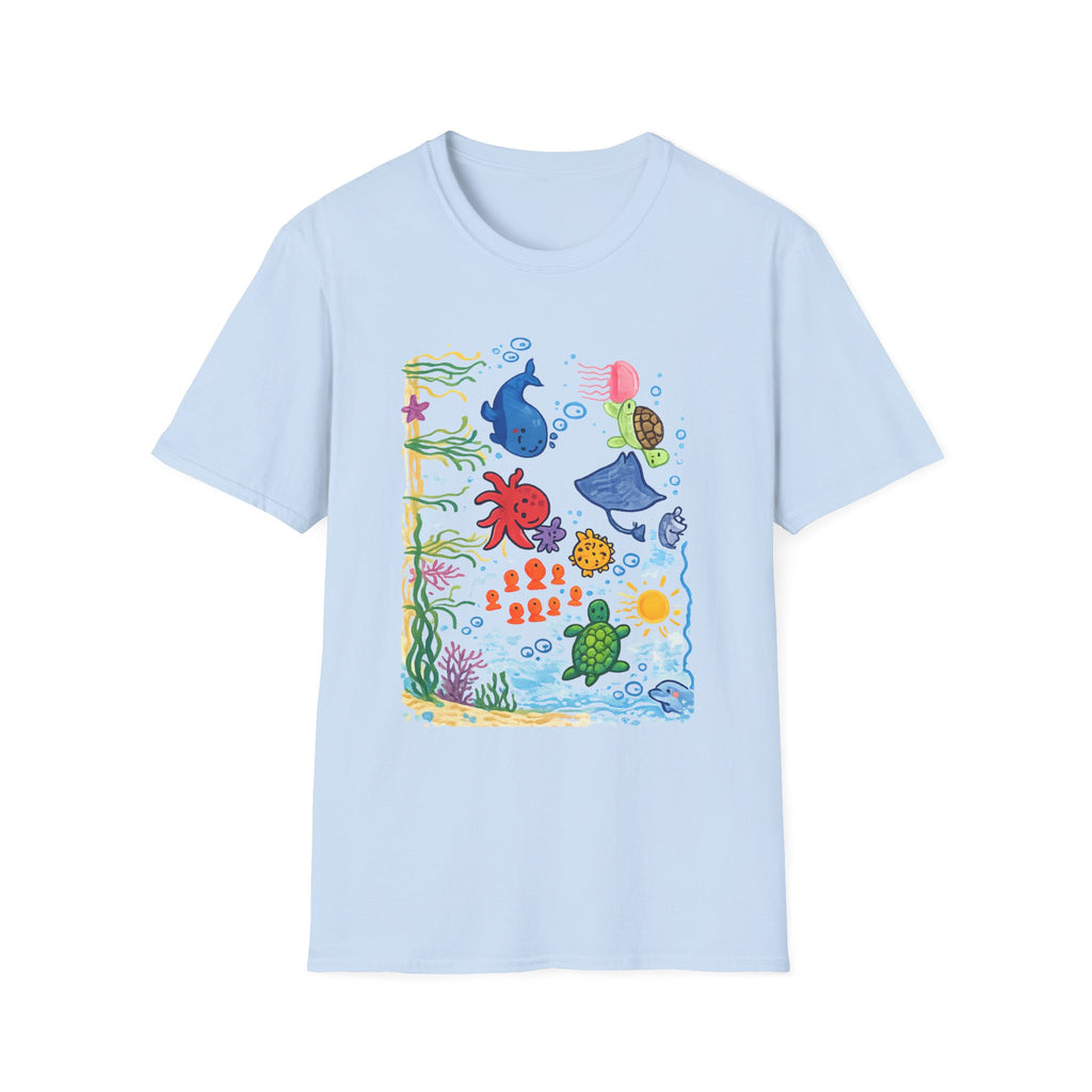Ocean Vibes Graphic Tee, Sea Creature Art Shirt, Coastal Beach Aesthetic T-Shirt