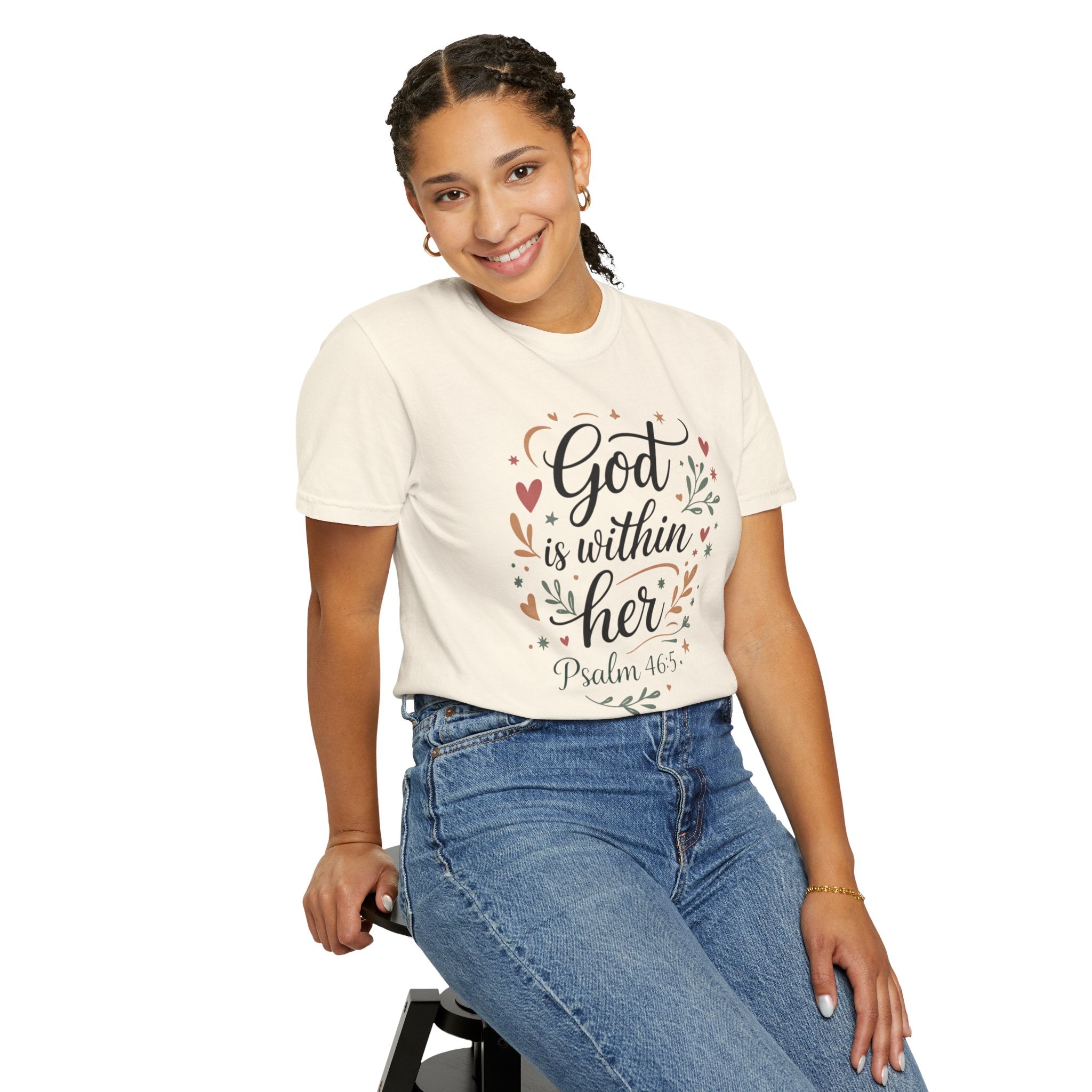 God Is Within Her Psalm 46:5 Floral T-Shirt