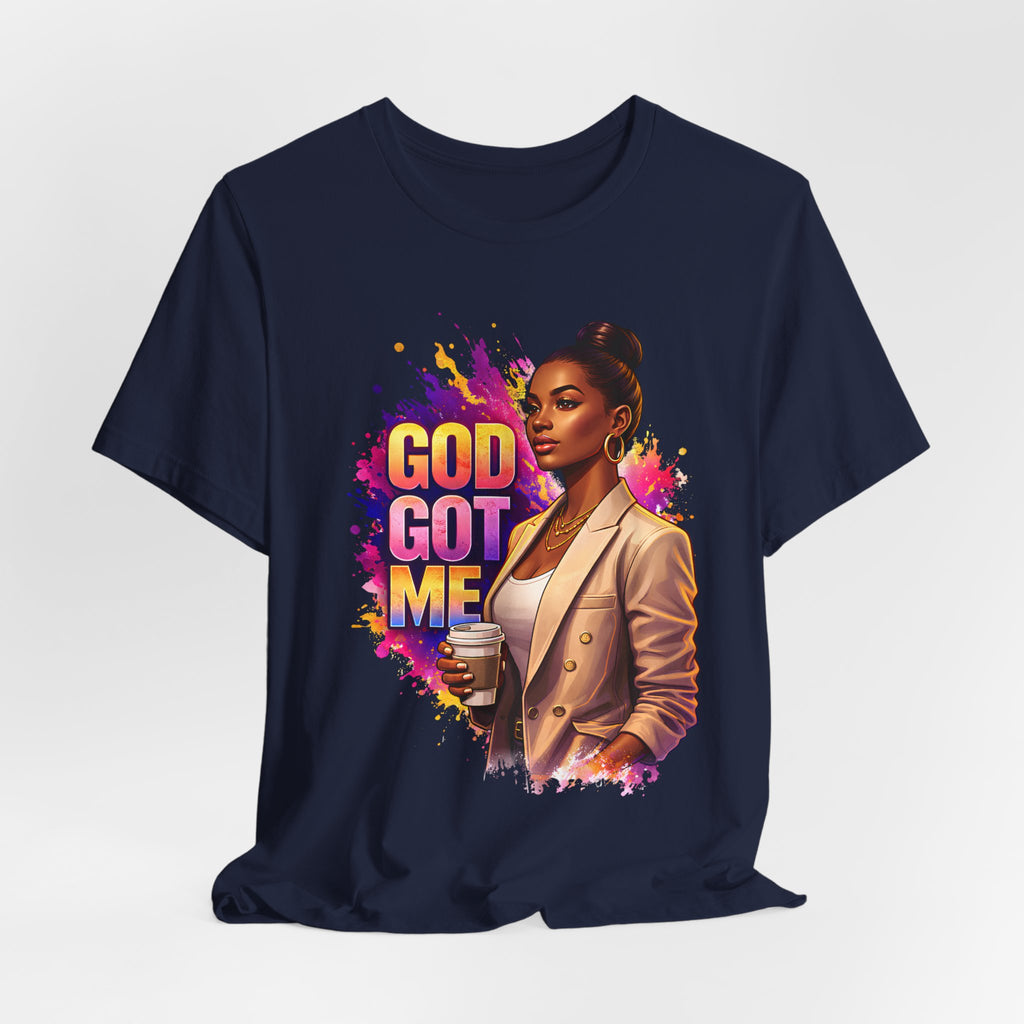 God Got Me T-Shirt — Inspirational Faith Tee with Stylish Woman Graphic