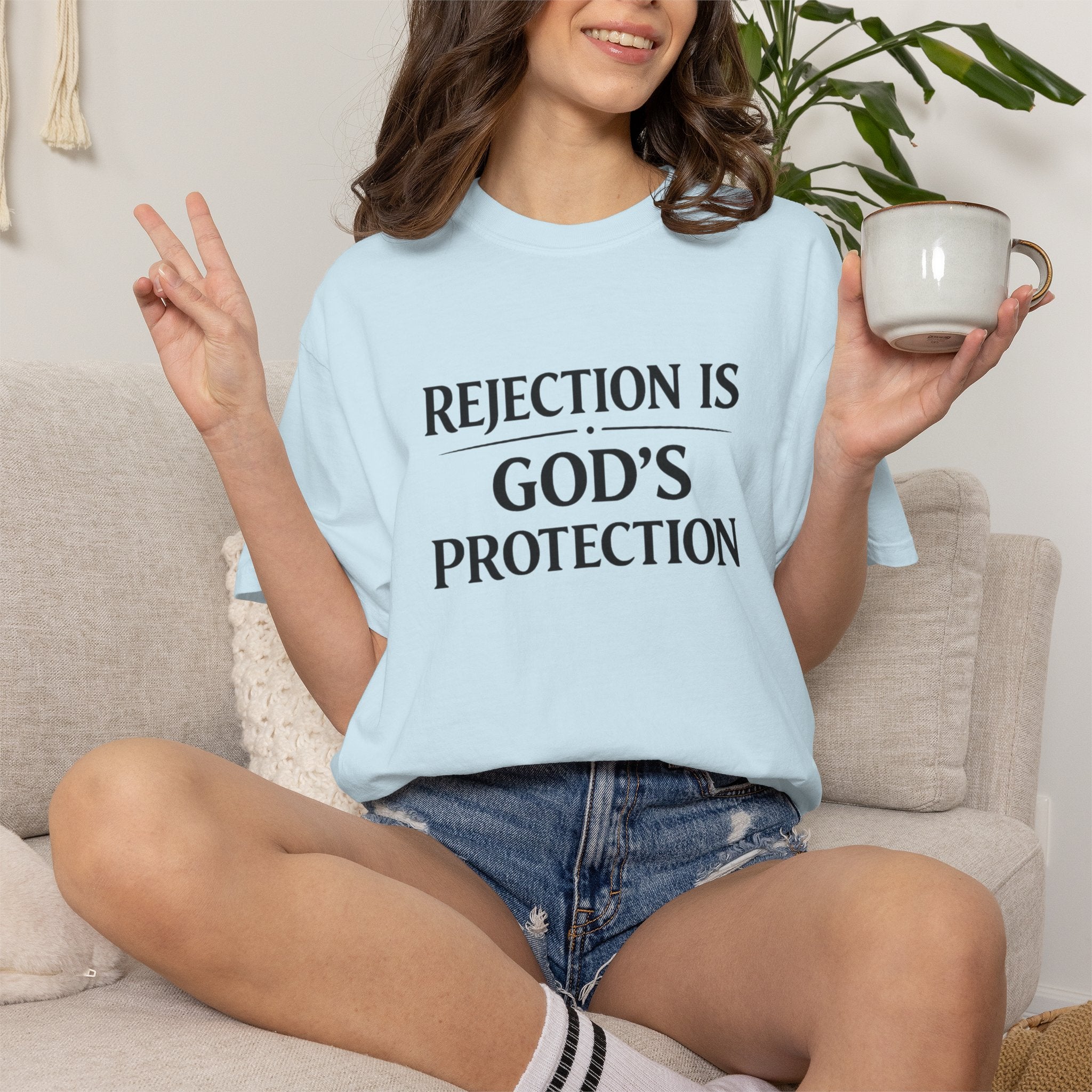 Christian Message T-Shirt — "Rejection Is God's Protection"
