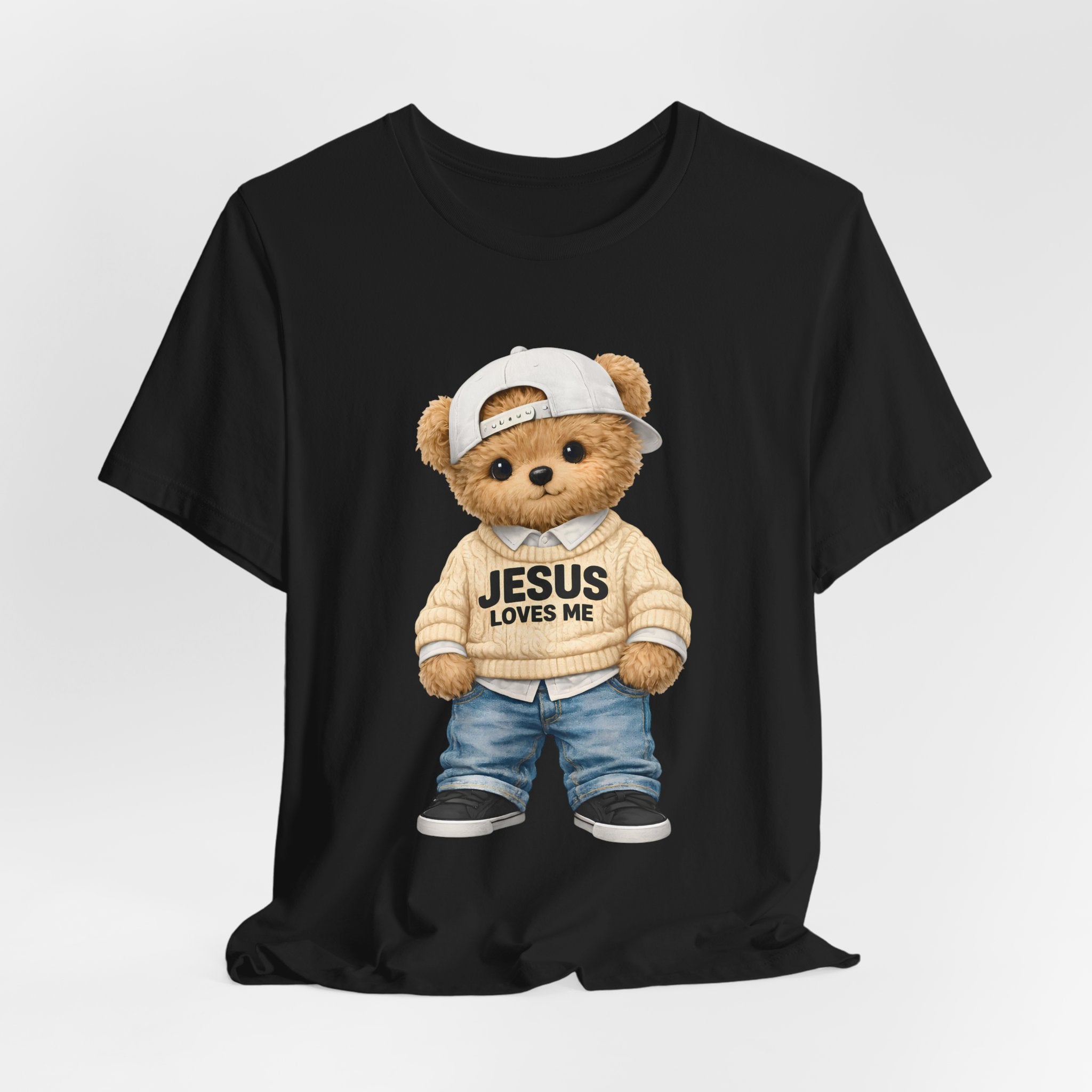T-Shirt — Cute Teddy 'Jesus Loves Me' Graphic Tee