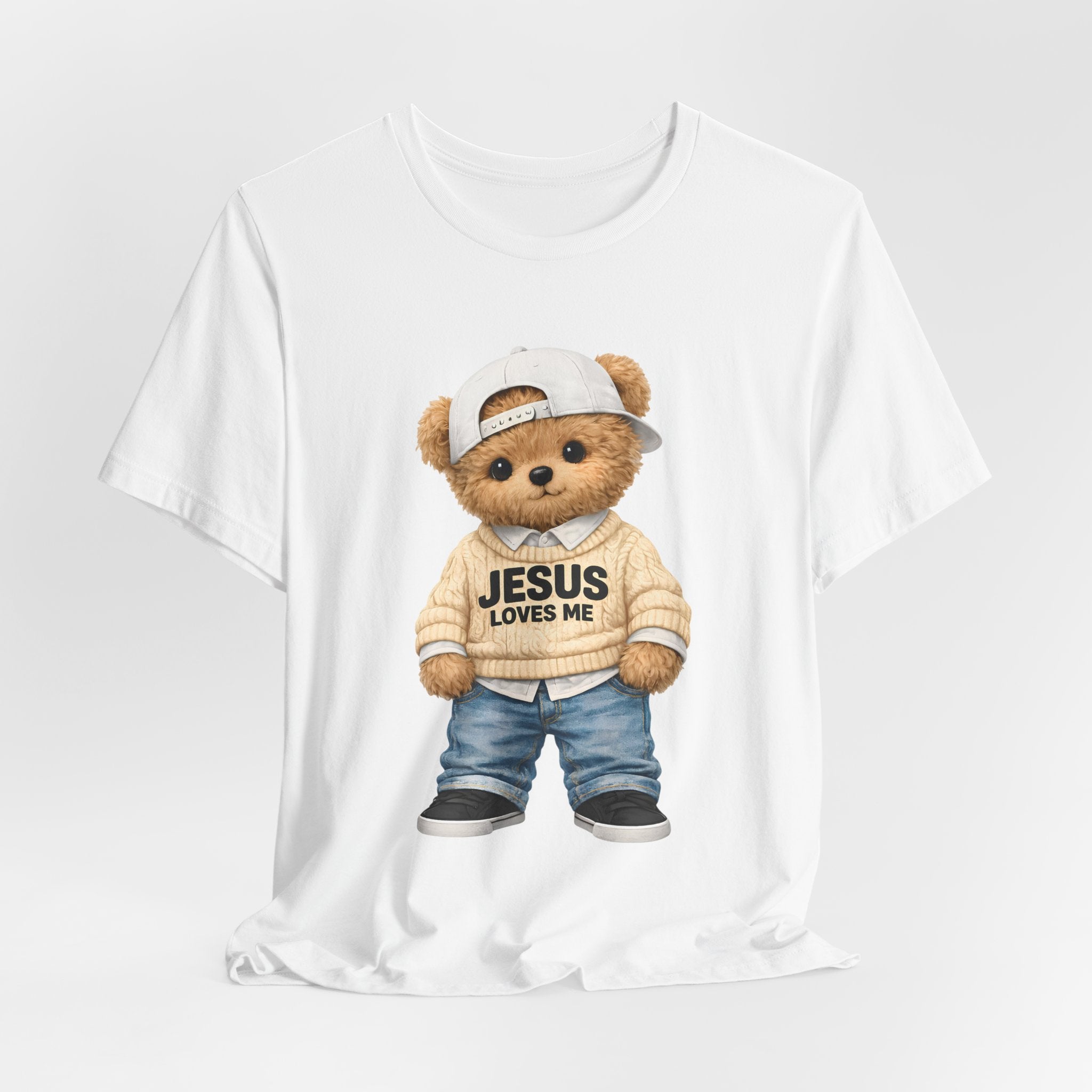 T-Shirt — Cute Teddy 'Jesus Loves Me' Graphic Tee