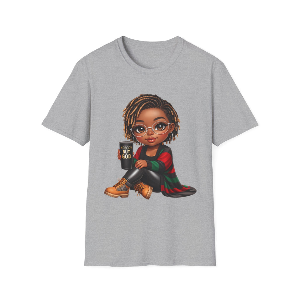 Faith Christian T-Shirt Nobody But God Afro Girl Graphic Tee Inspirational Streetwear