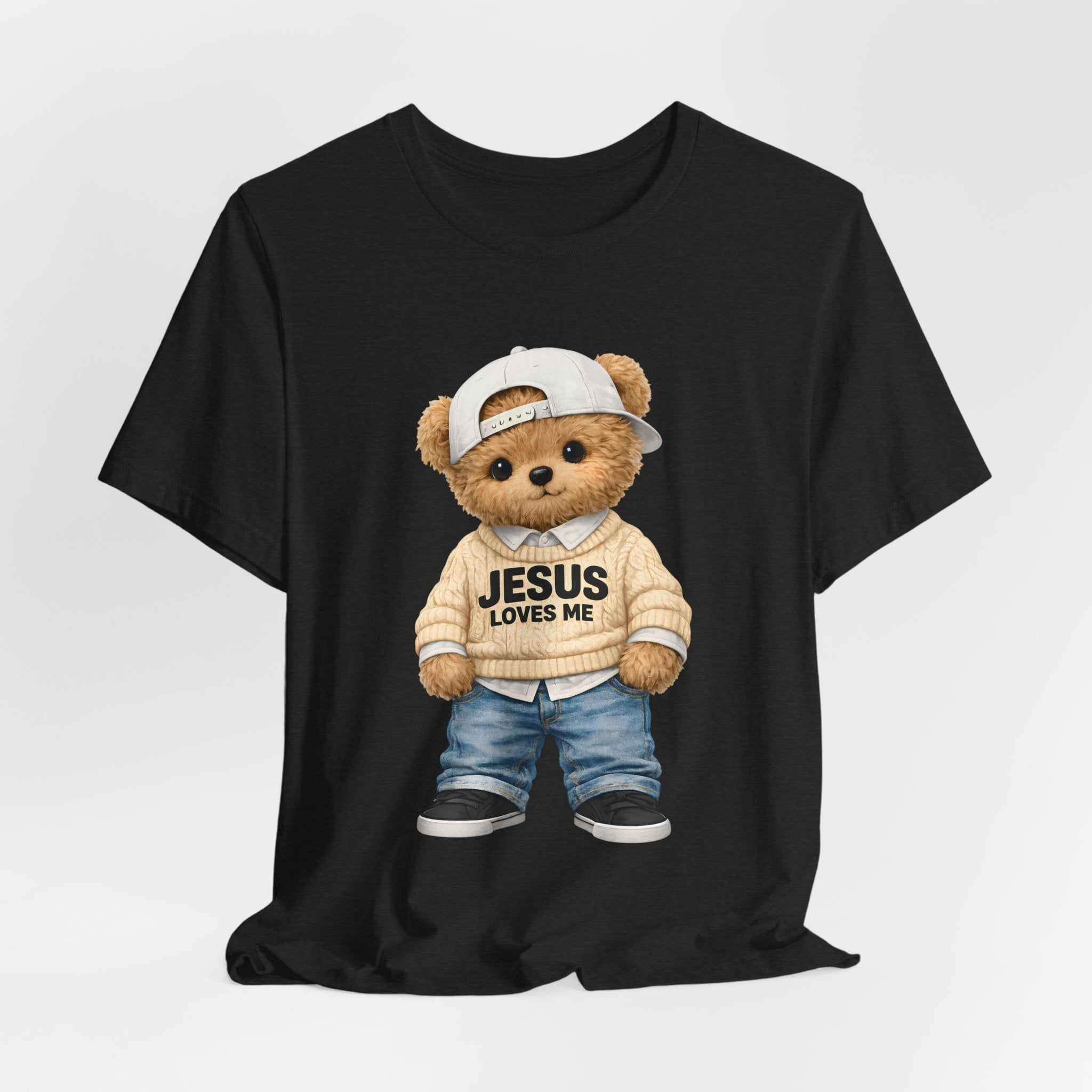 T-Shirt — Cute Teddy 'Jesus Loves Me' Graphic Tee