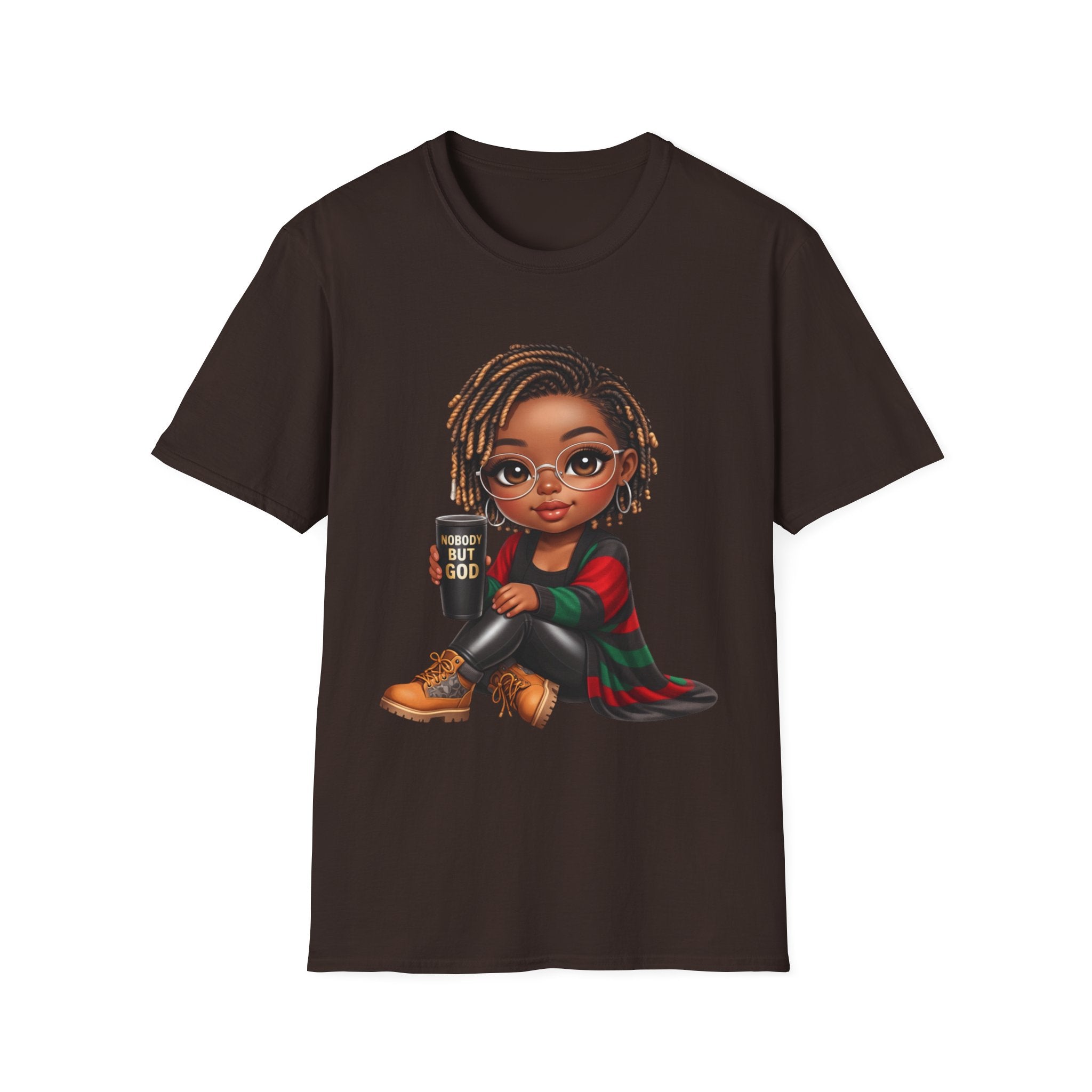 Faith Christian T-Shirt Nobody But God Afro Girl Graphic Tee Inspirational Streetwear