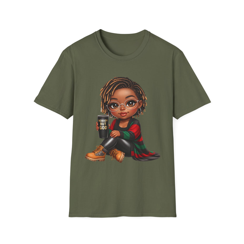 Faith Christian T-Shirt Nobody But God Afro Girl Graphic Tee Inspirational Streetwear