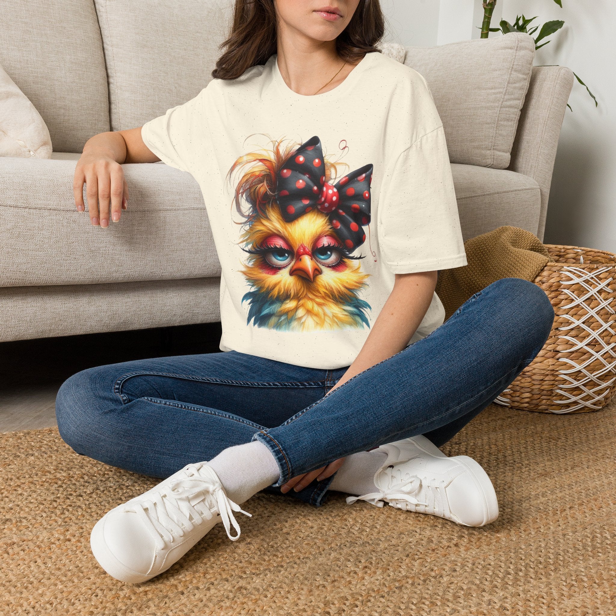 Cute Fluffy Kitty T-Shirt — Retro Polka Dot Bow Cat Graphic Tee