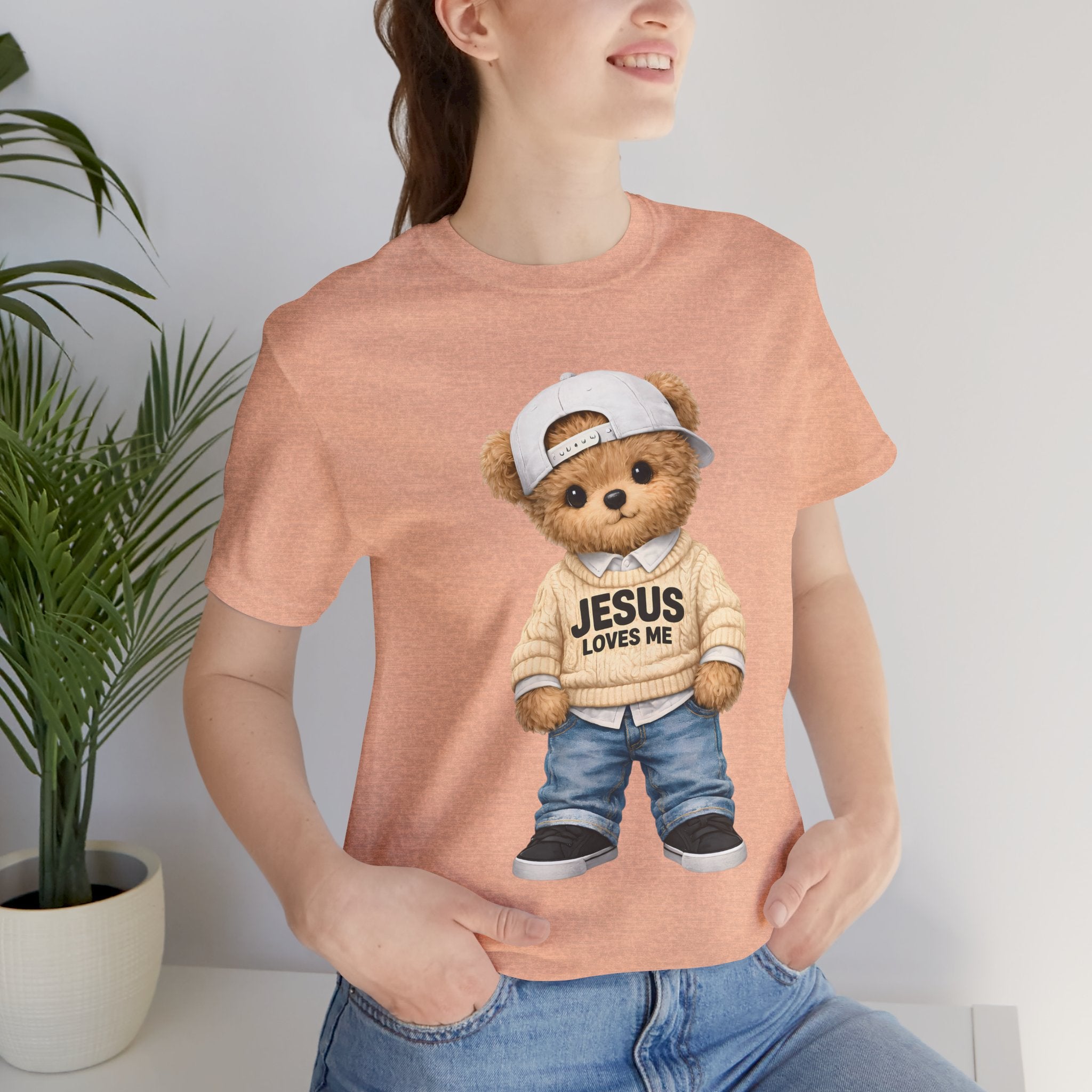 T-Shirt — Cute Teddy 'Jesus Loves Me' Graphic Tee