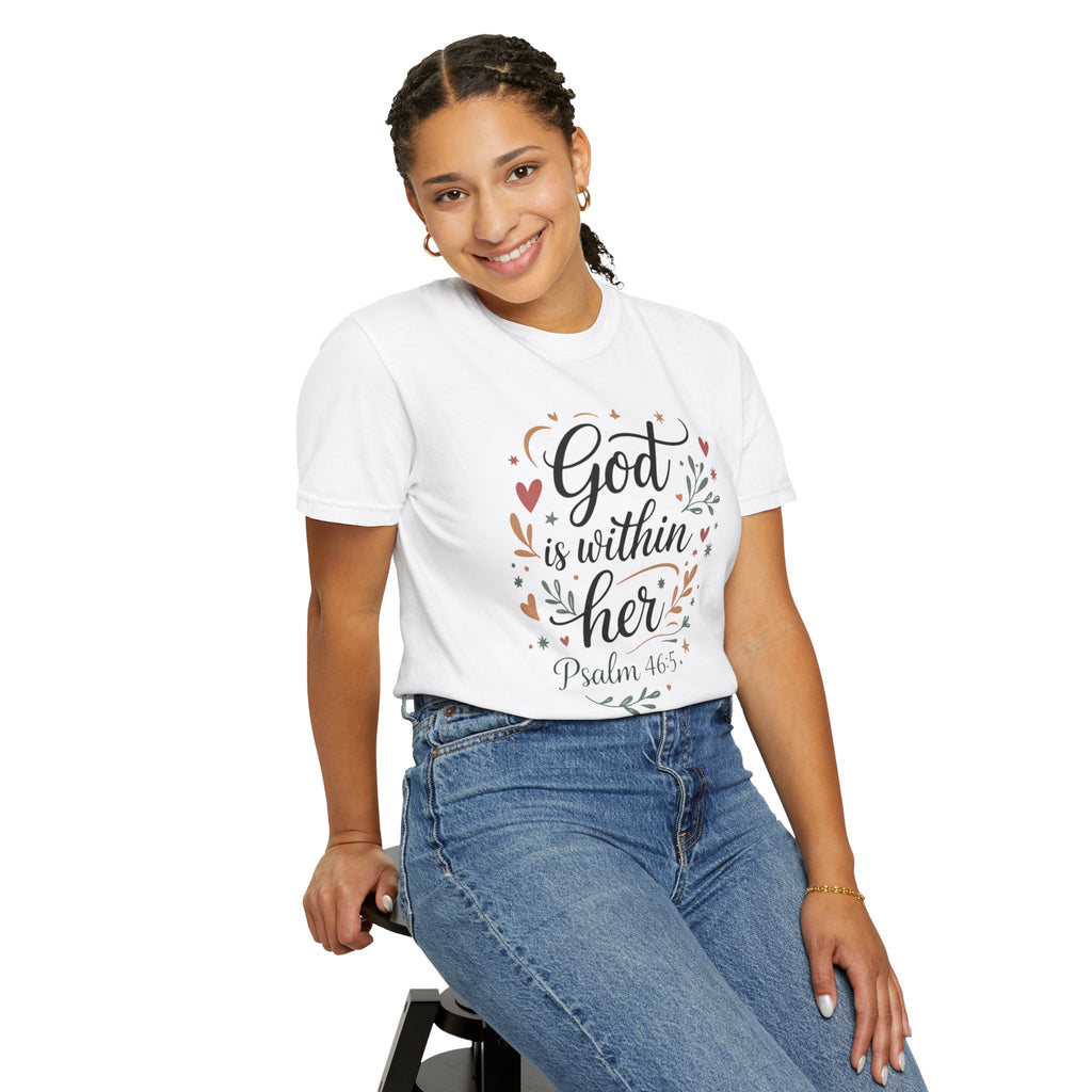God Is Within Her Psalm 46:5 Floral T-Shirt