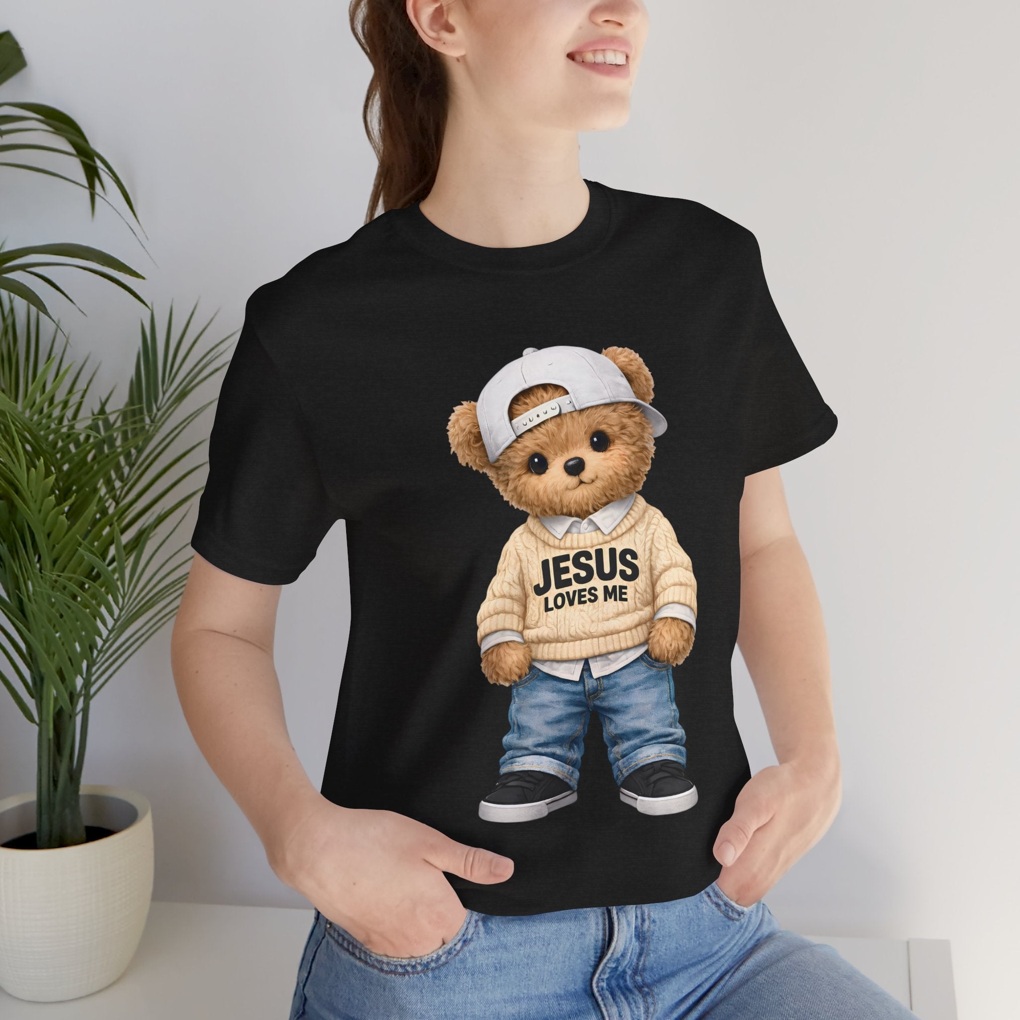 T-Shirt — Cute Teddy 'Jesus Loves Me' Graphic Tee