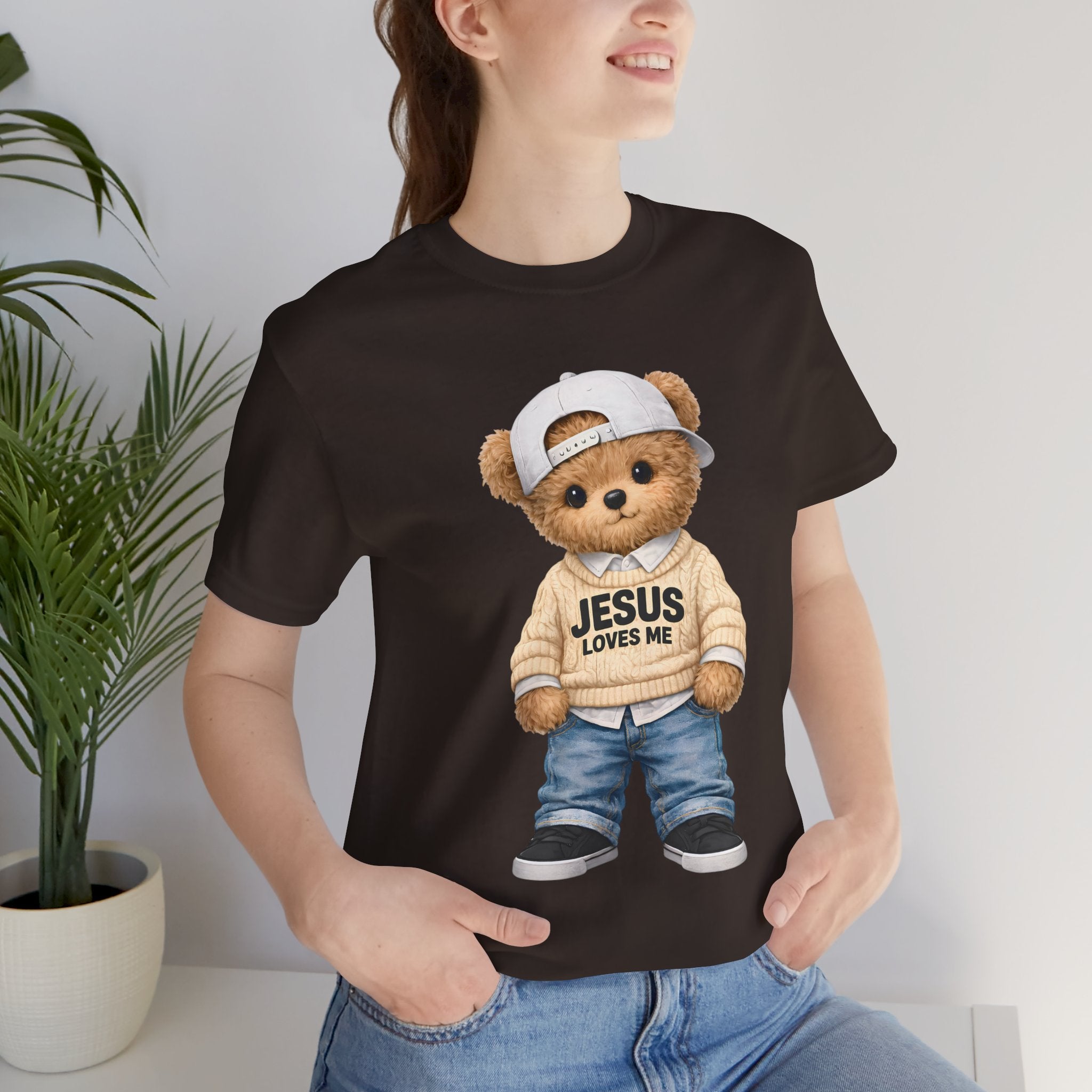 T-Shirt — Cute Teddy 'Jesus Loves Me' Graphic Tee