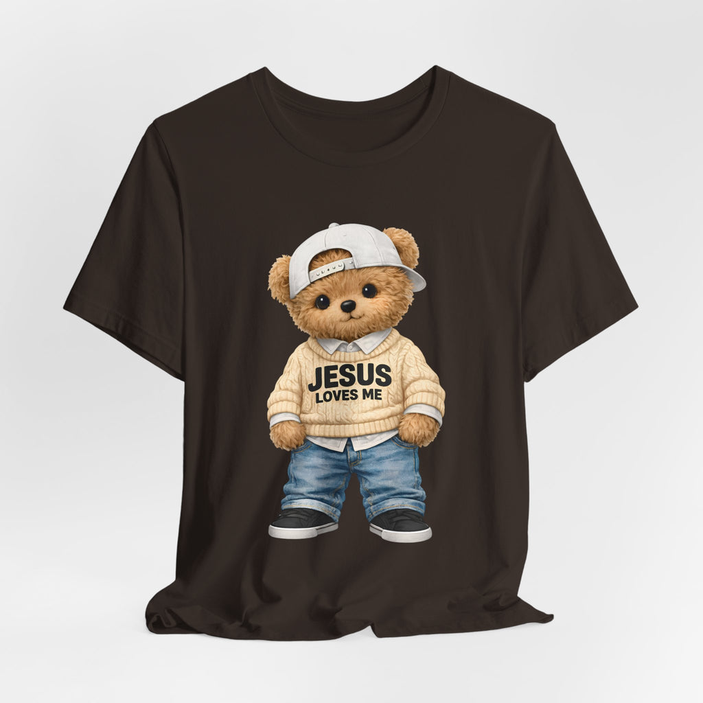 T-Shirt — Cute Teddy 'Jesus Loves Me' Graphic Tee