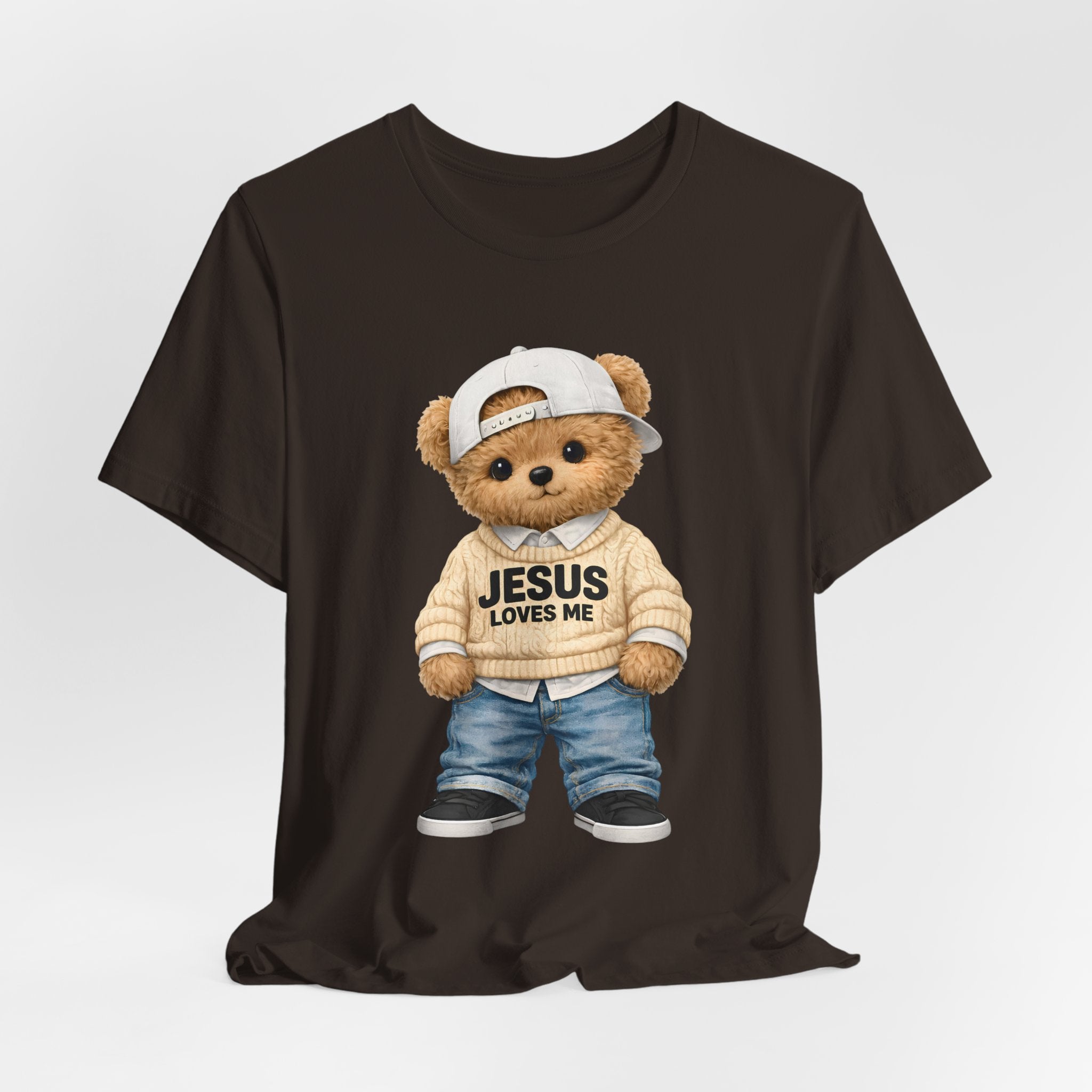 T-Shirt — Cute Teddy 'Jesus Loves Me' Graphic Tee