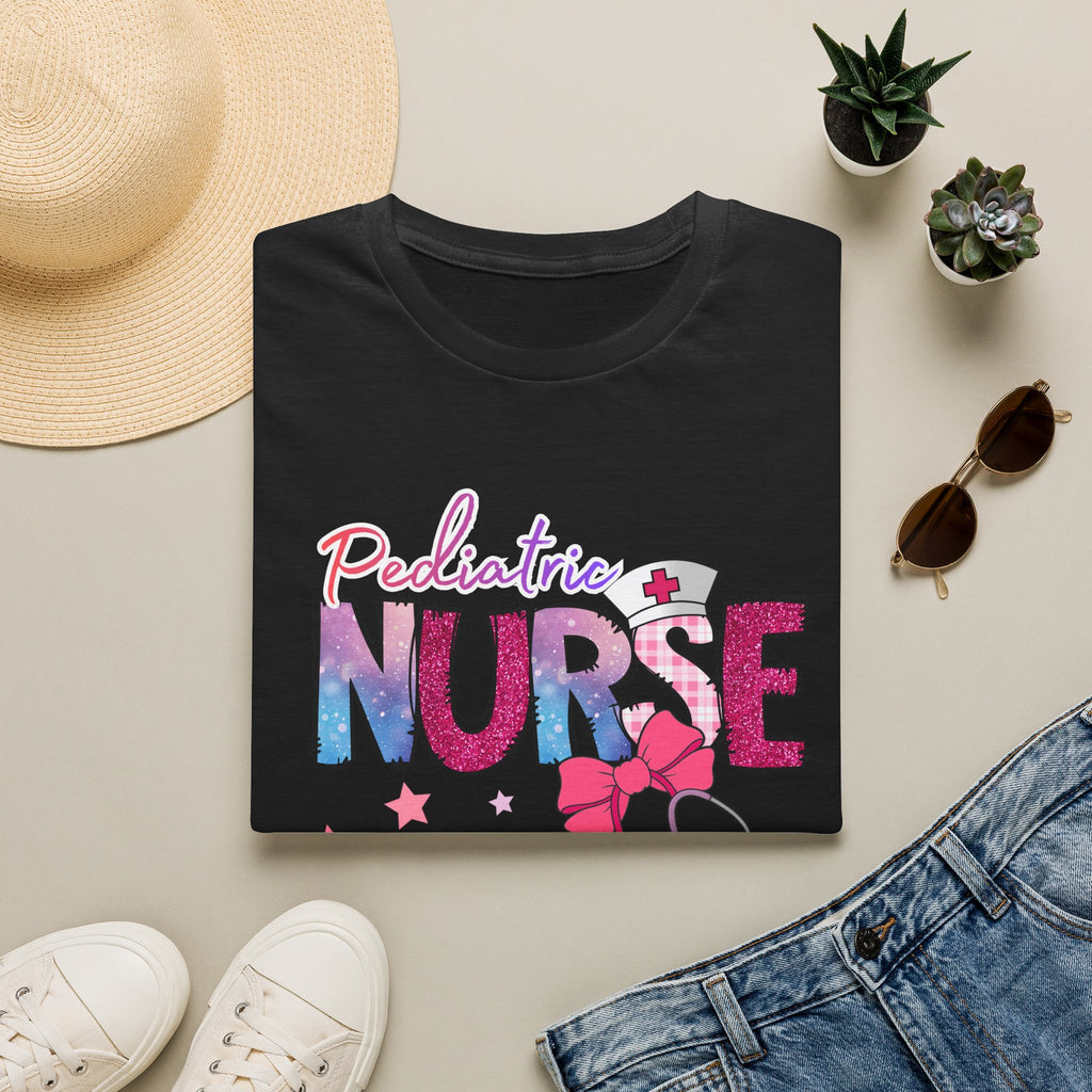 Pediatric Nurse T-Shirt — Cute Pastel Stethoscope & Bow Design