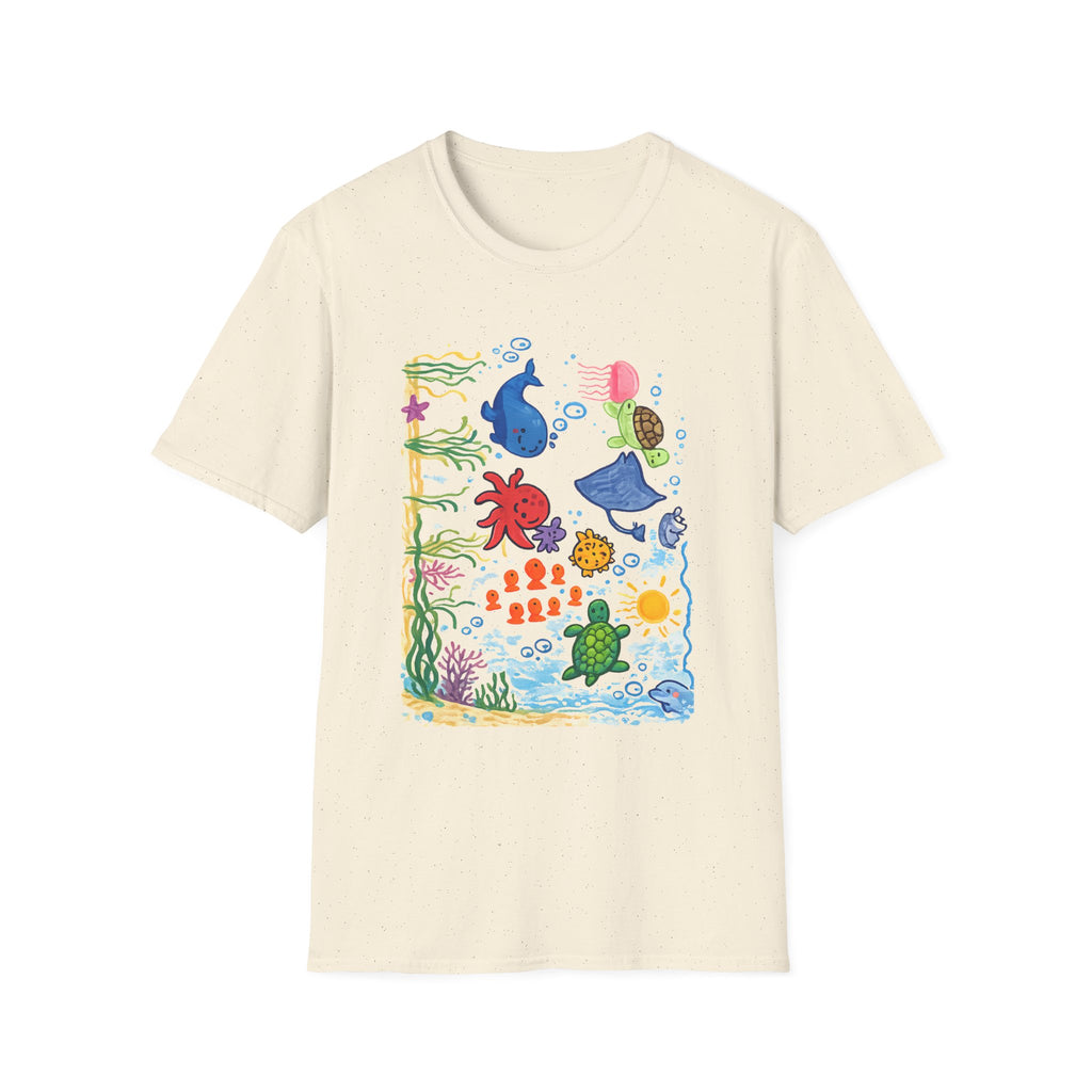 Ocean Vibes Graphic Tee, Sea Creature Art Shirt, Coastal Beach Aesthetic T-Shirt
