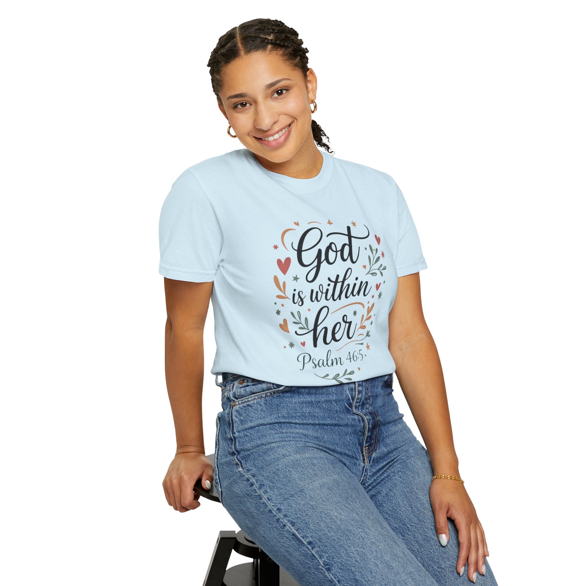 God Is Within Her Psalm 46:5 Floral T-Shirt