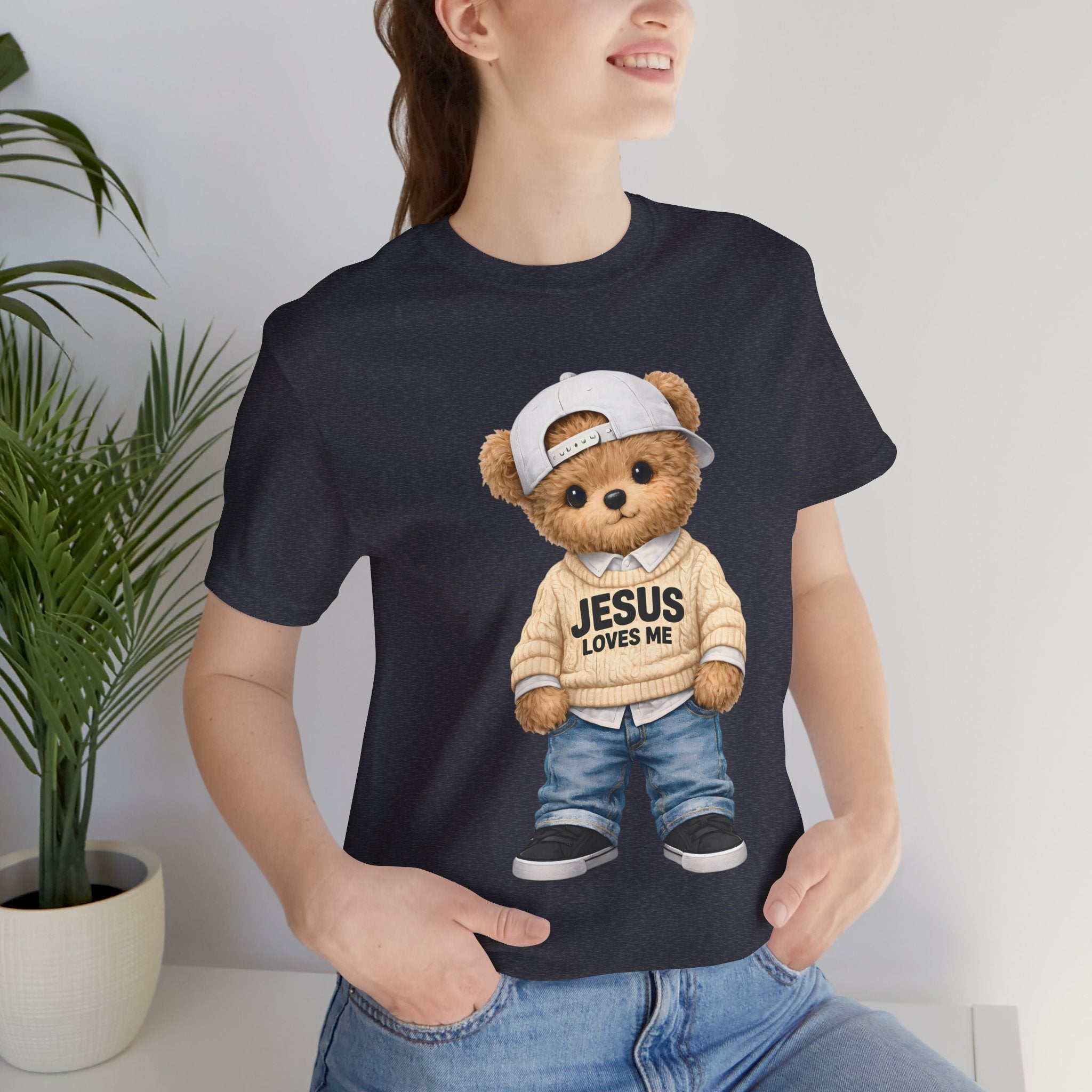 T-Shirt — Cute Teddy 'Jesus Loves Me' Graphic Tee