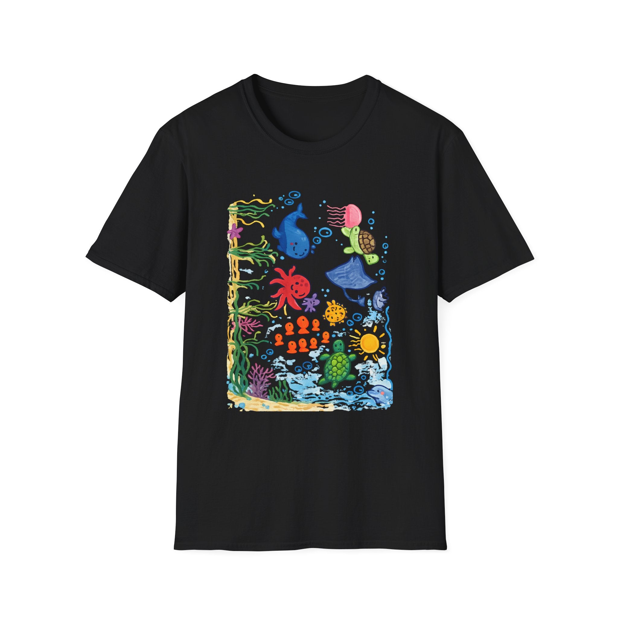 Ocean Vibes Graphic Tee, Sea Creature Art Shirt, Coastal Beach Aesthetic T-Shirt